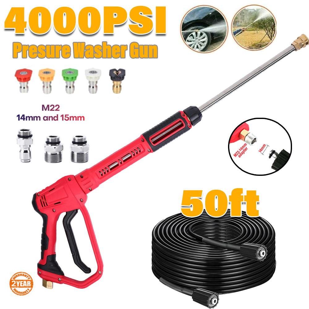 High Pressure 4000PSI Car Power Washer Gun Spray Wand Lance Nozzle and Hose Kit