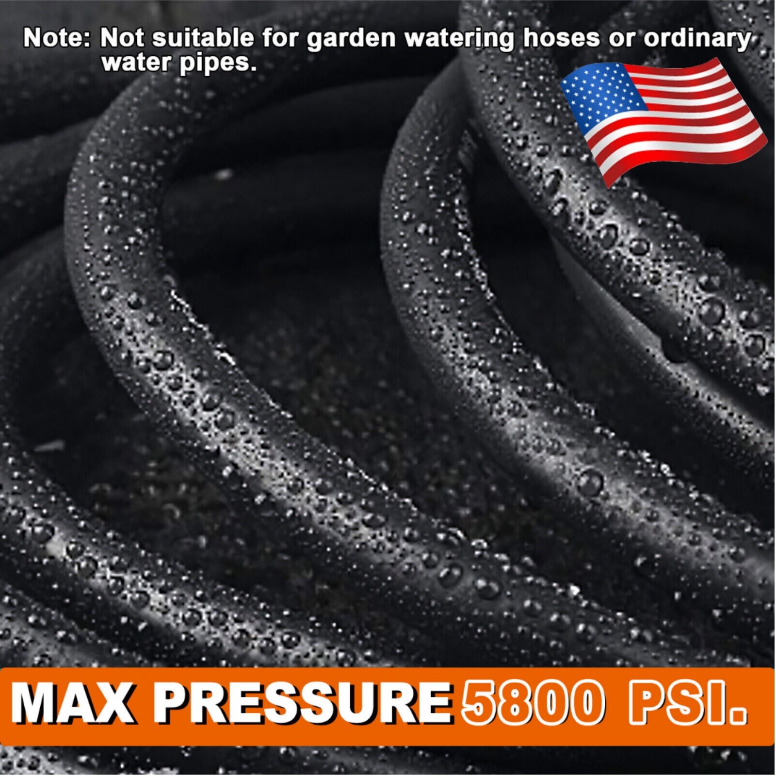 50FT 5800PSI Replacement High Pressure Power Washer Hose M22- 3/8″ Quick Connect