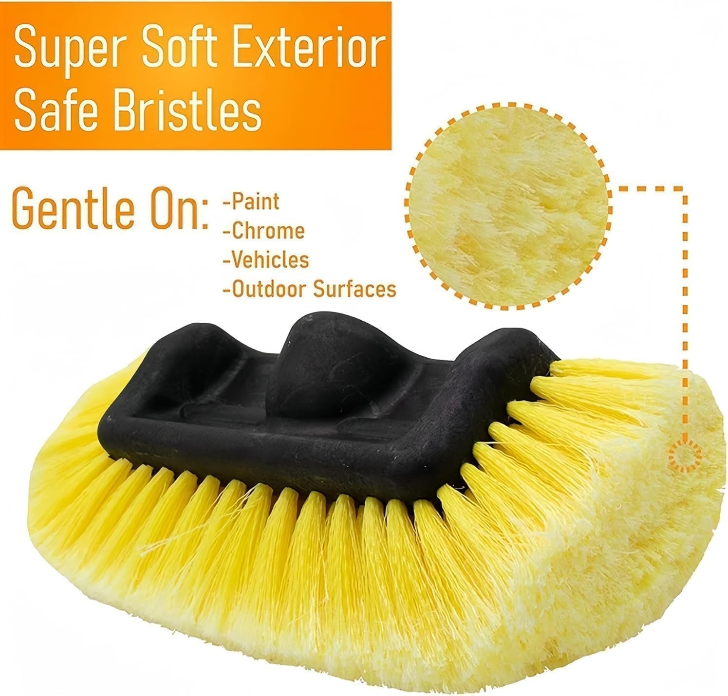 62″ Car Wash Brush with Long Handle Soft Bristle 62 inches, Yellow