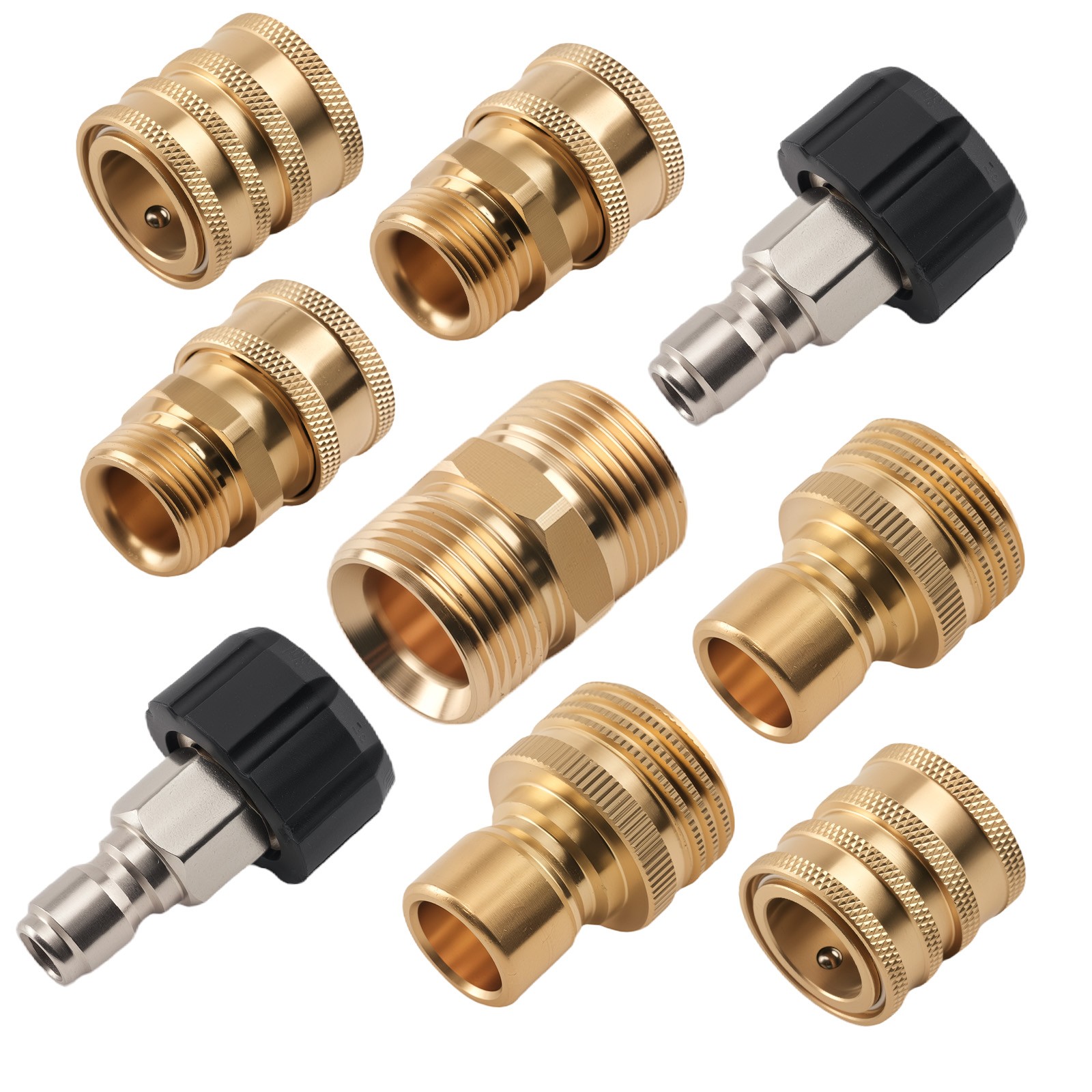 9PCS M22-14 Pressure Washer Quick Connect Adapter Brass Universal Coupling Kit