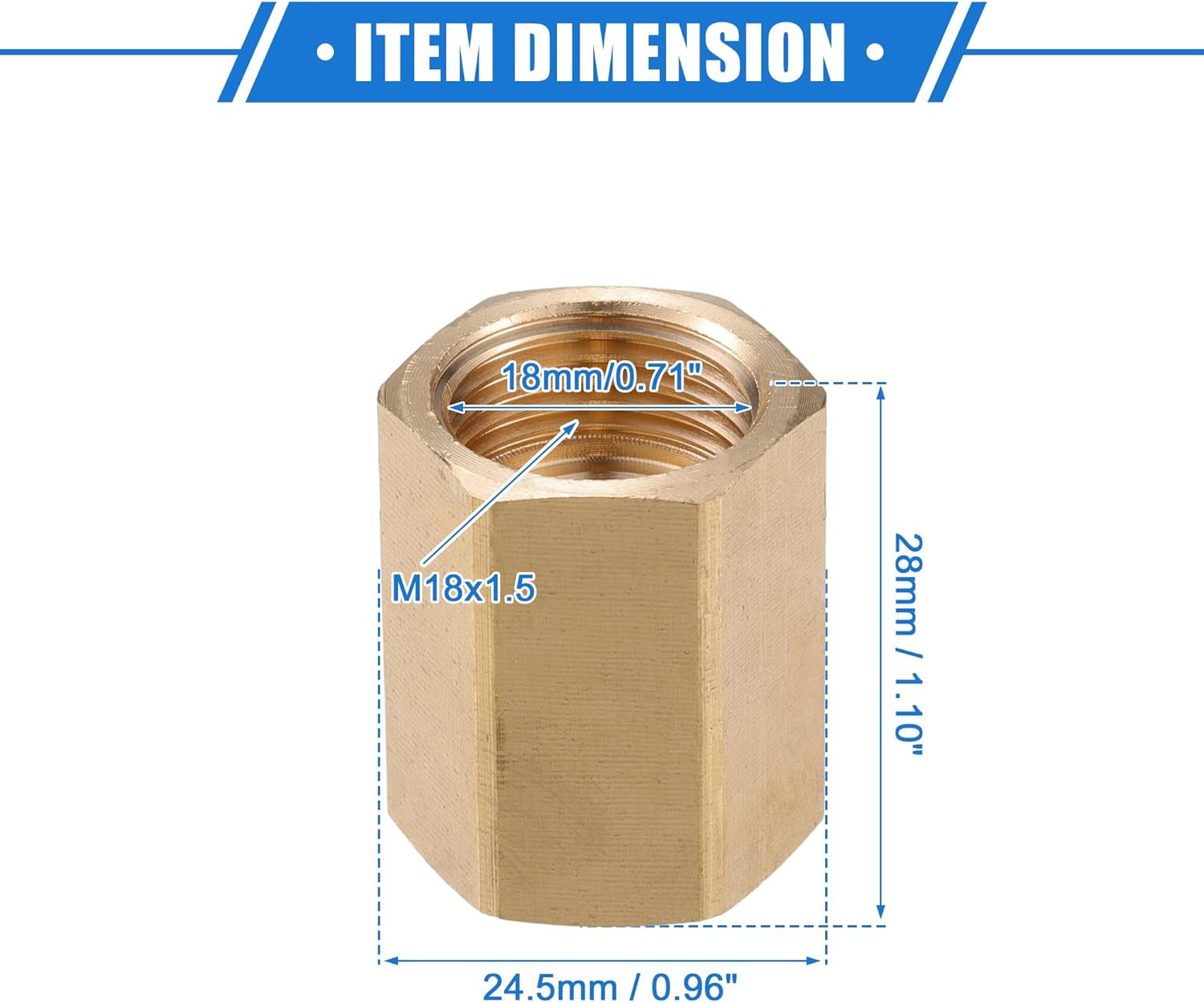 Pressure Washer Connector, M18X1.5 to M18X1.5 Female Adapter Brass Screw Hose Co