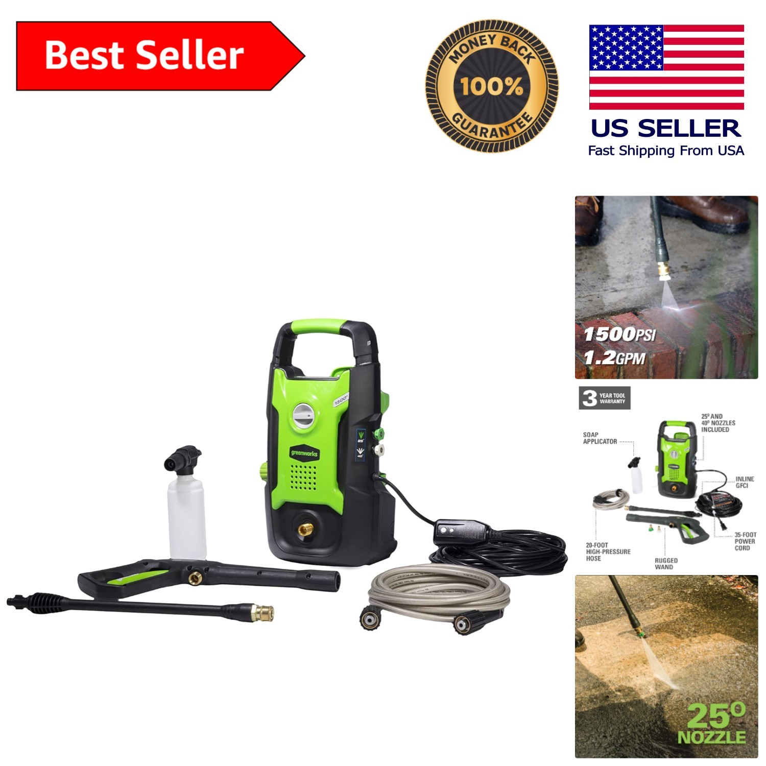 Powerful 1500 PSI Hand-Carry Pressure Washer – Multi-Surface Cleaning Made Easy