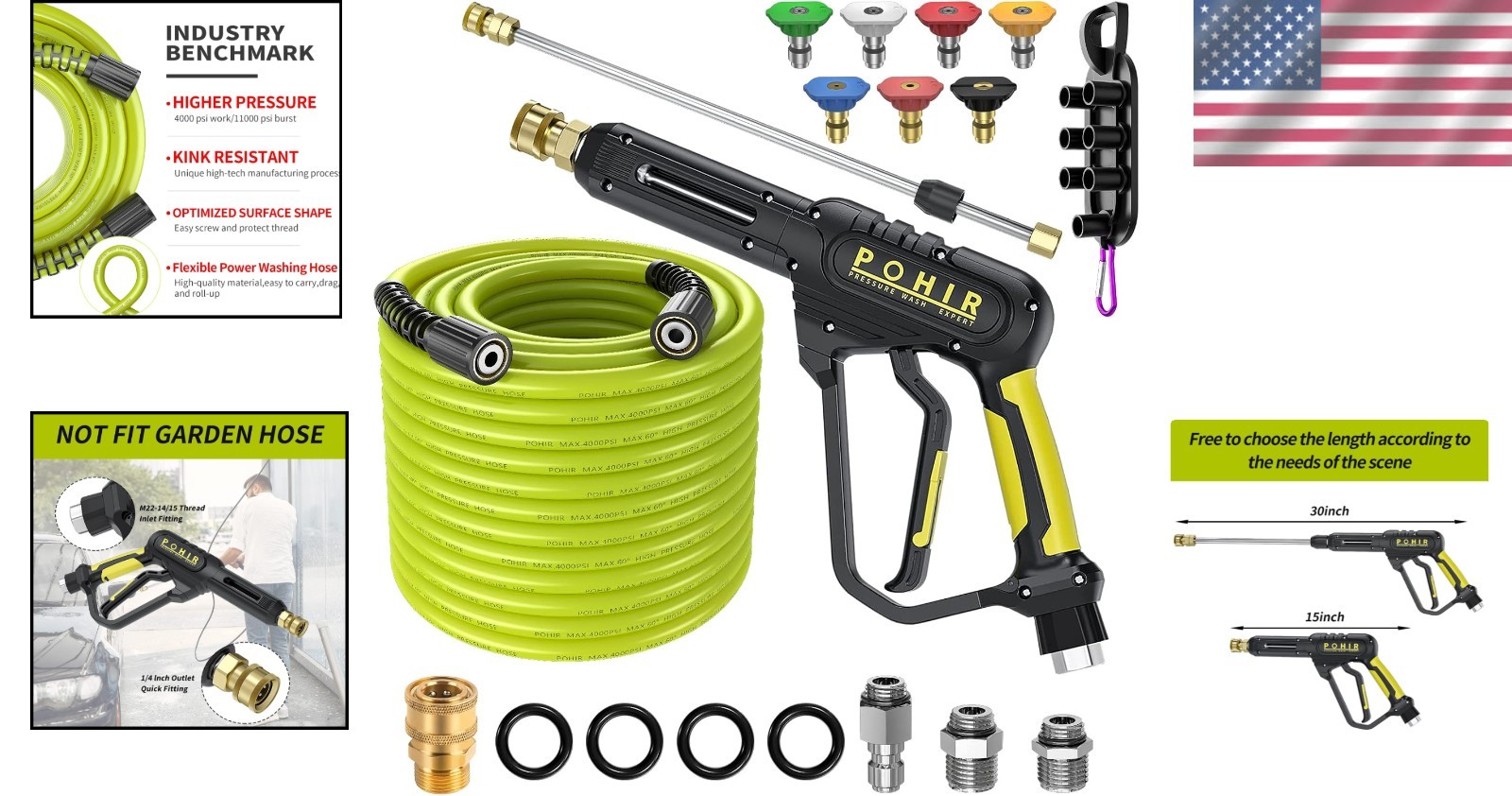 All-in-One Pressure Washer Kit: 3600 PSI Gun, 50ft Hose & Extension Wand