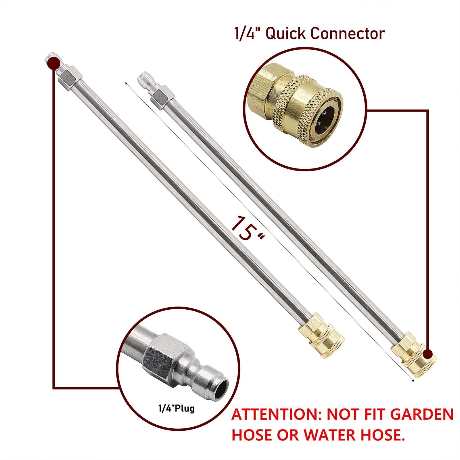 15″ Pressure Washer Stainless Steel Surface Cleaner With 3 Wheels & 1/4″ Quick C