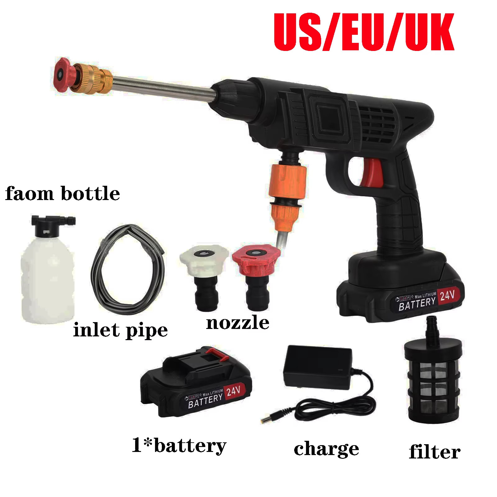 2 Battery 24V Portable Cordless High Pressure Car Wash Pressure Washer 2