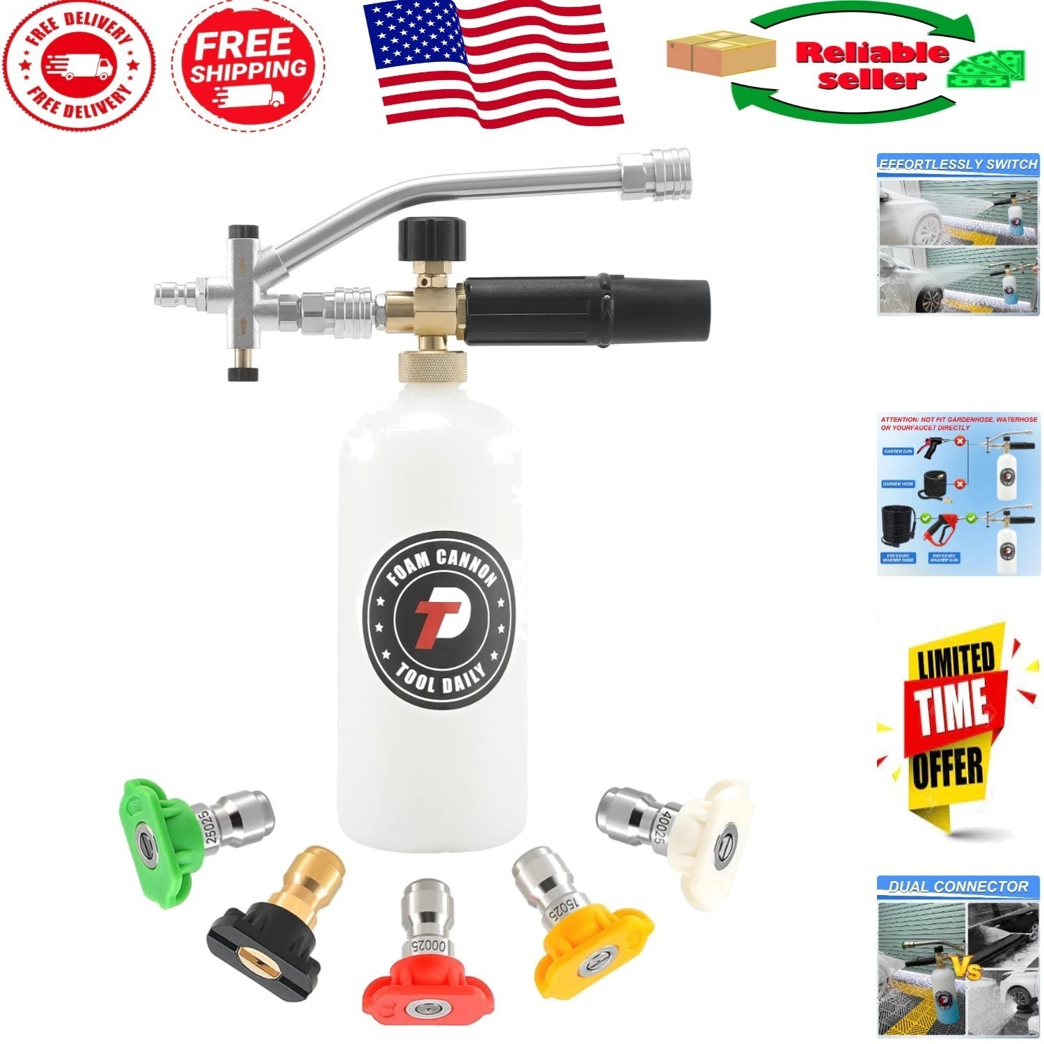 Professional Foam Cannon for Pressure Washers – 3000 PSI with Adjustable Nozzle