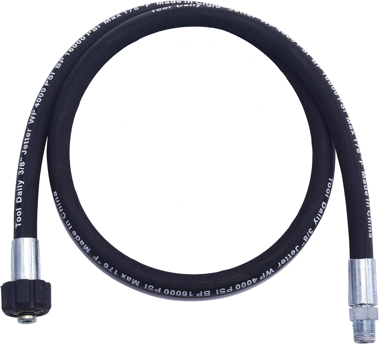 Flexible 4 FT Pressure Washer Whip Hose with Steel-Wire Braid for Heavy Use