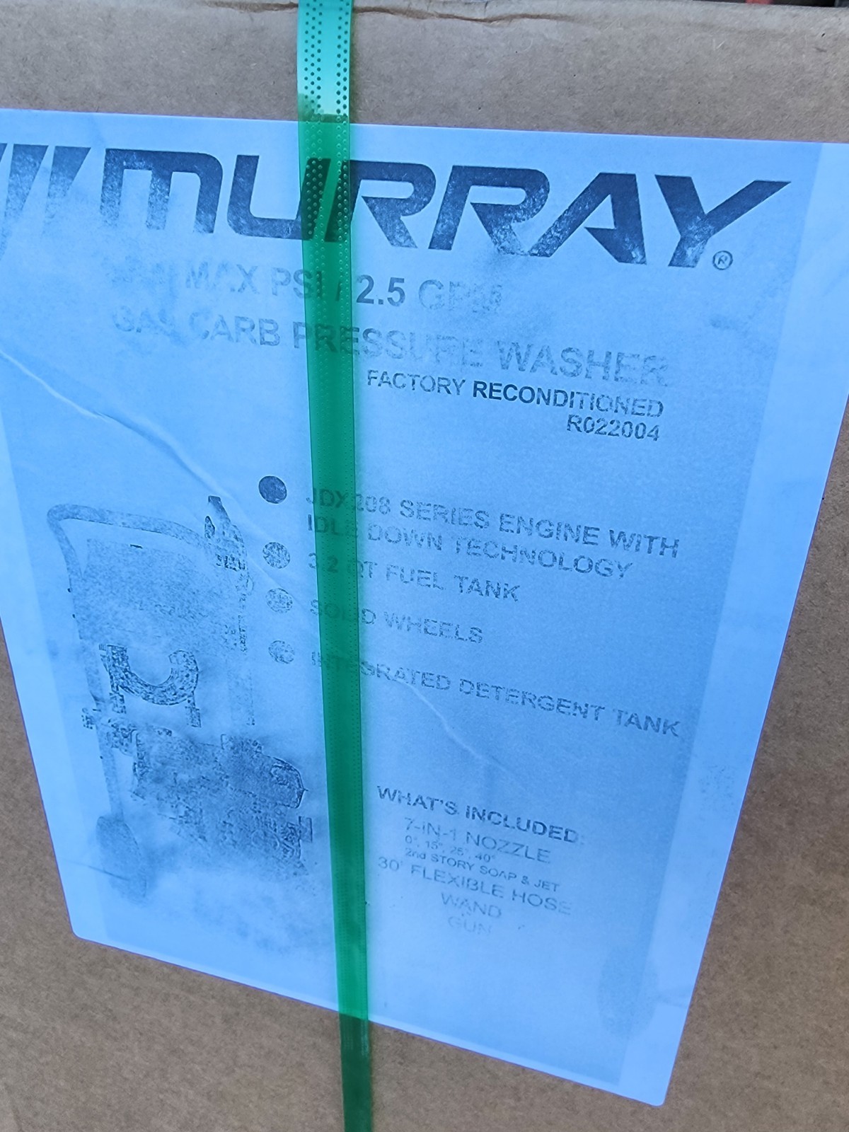 R022004 Murray 3,200 PSI 2.5 GPM Pressure Washer Factory Reconditioned Briggs