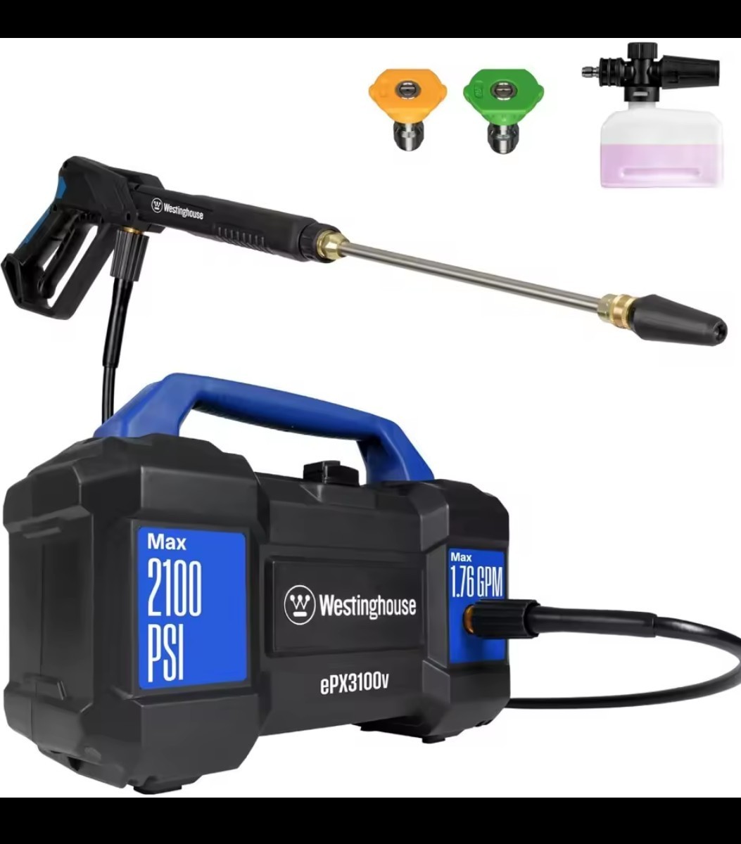 Westinghouse ePX3100v Electric Pressure Washer, 2100 PSI, Foam Cannon, 4-Nozzle