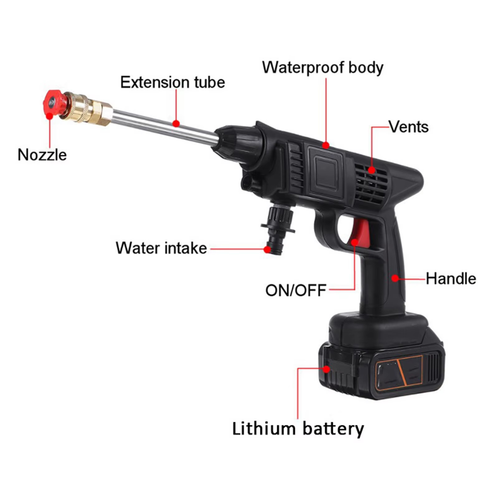 2 Battery 24V Portable Cordless High Pressure Car Wash Pressure Washer 2
