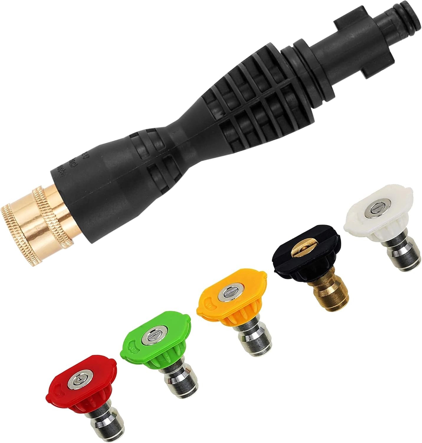 Pressure Washer Adapter Kit – 1/4″ Quick Connect, 5 Color-Coded Nozzles