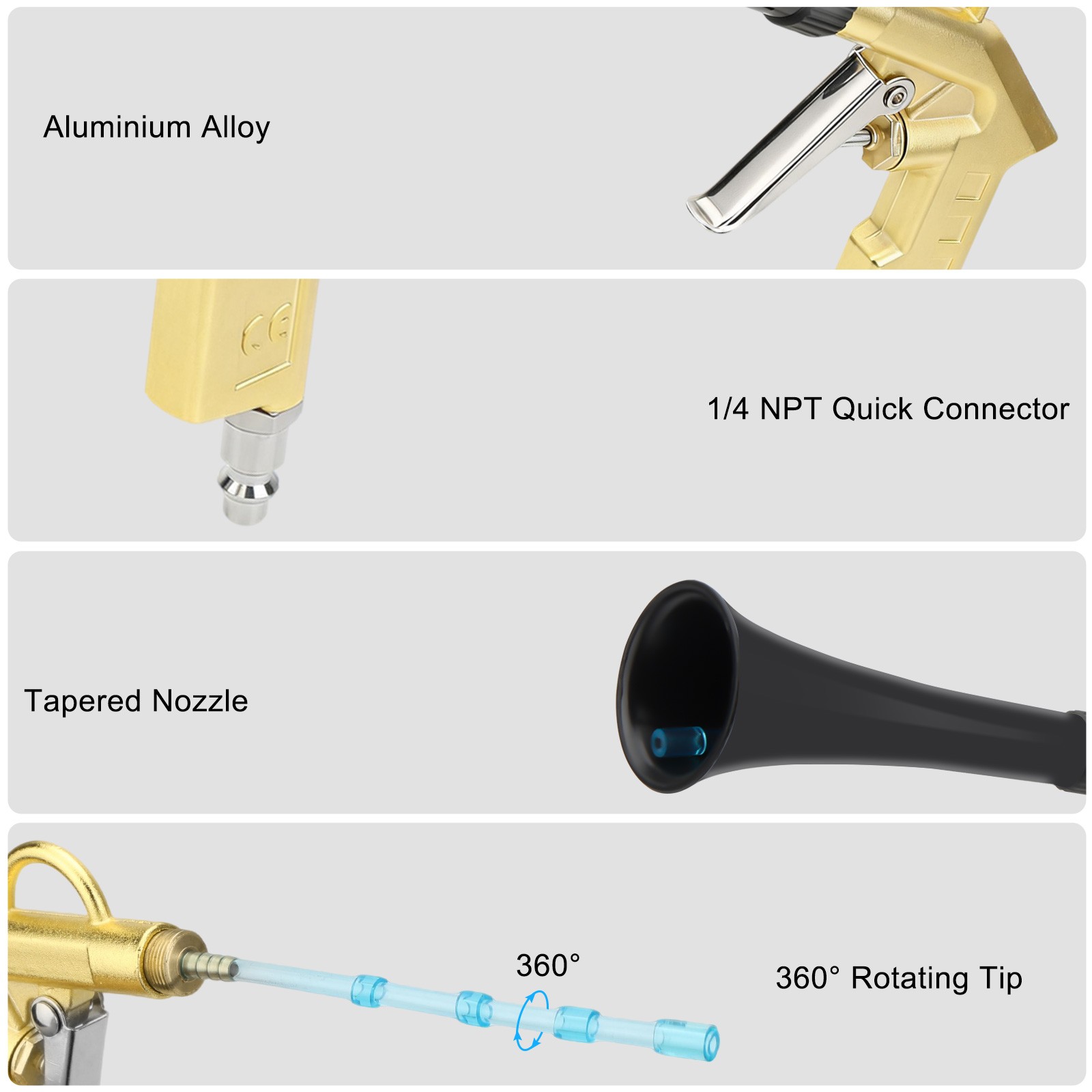 Heavy Duty Car Interior Cleaning Gun w/ 360° Rotating Nozzle 1/4″ NPT Connector
