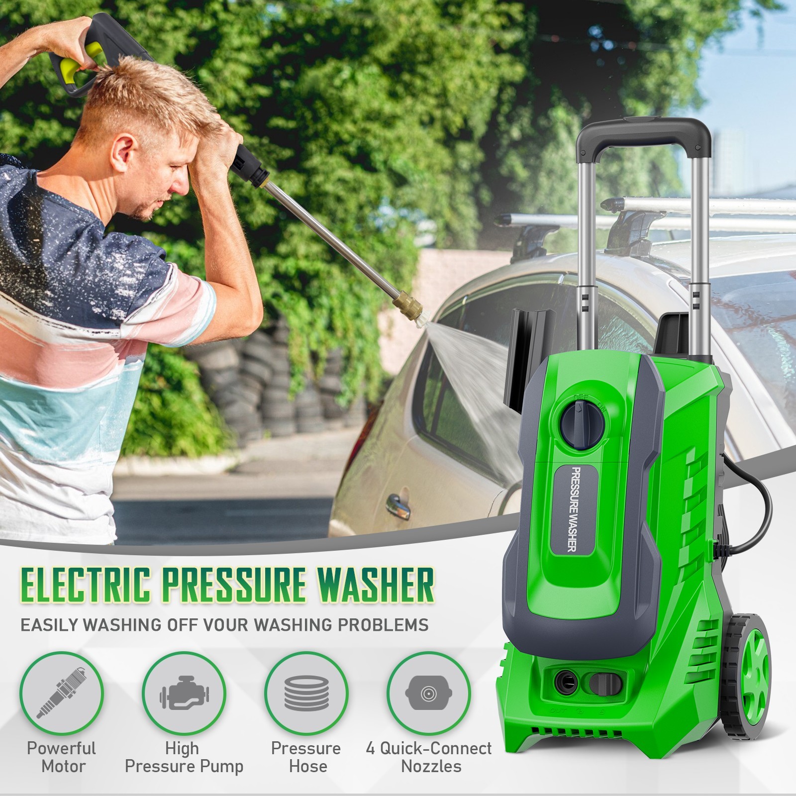 4200PSI 2.5GPM Electric Pressure Washer Portable Electric Power Cleaner Machine