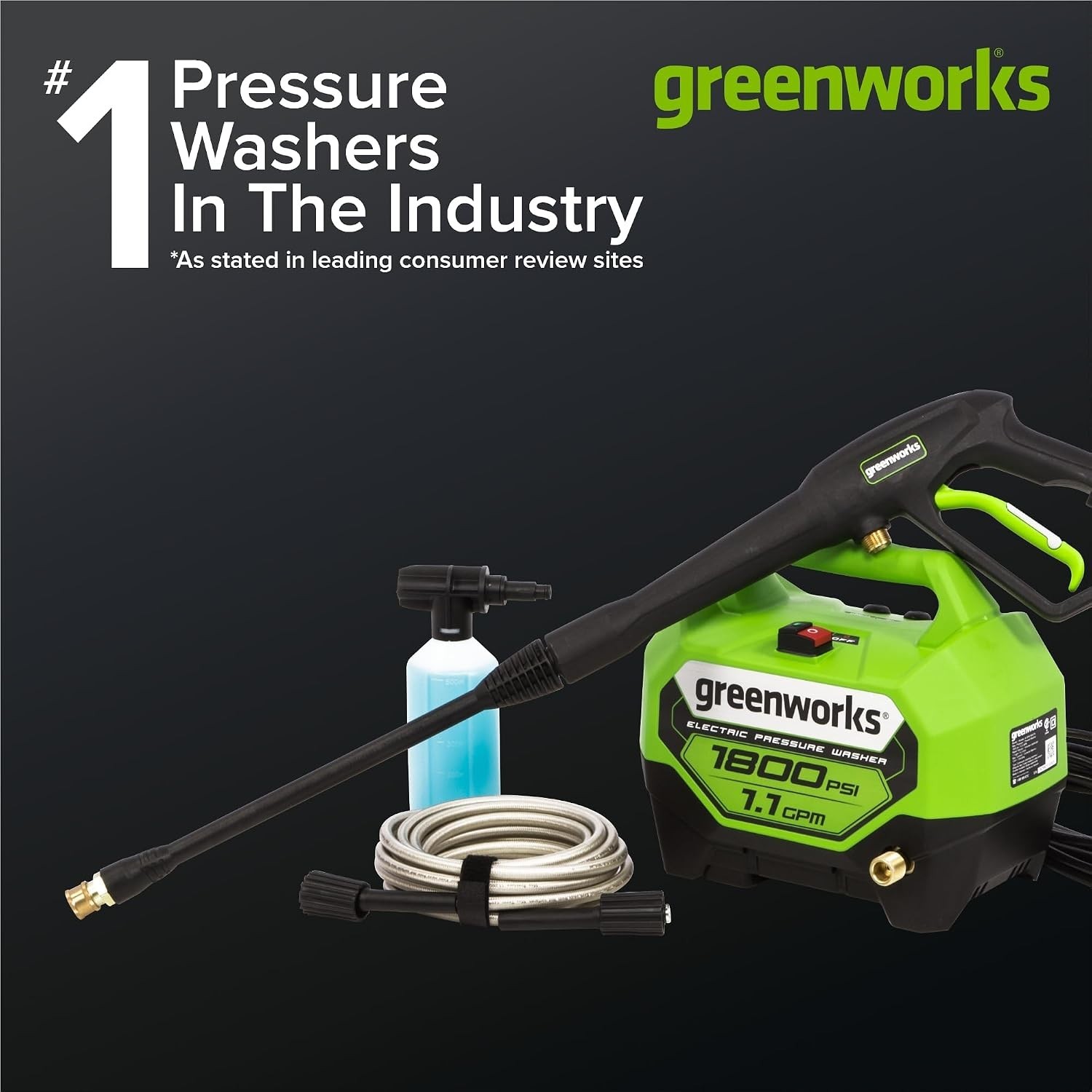 1800 PSI 1.1 GPM Electric Pressure Washer PWMA Certified