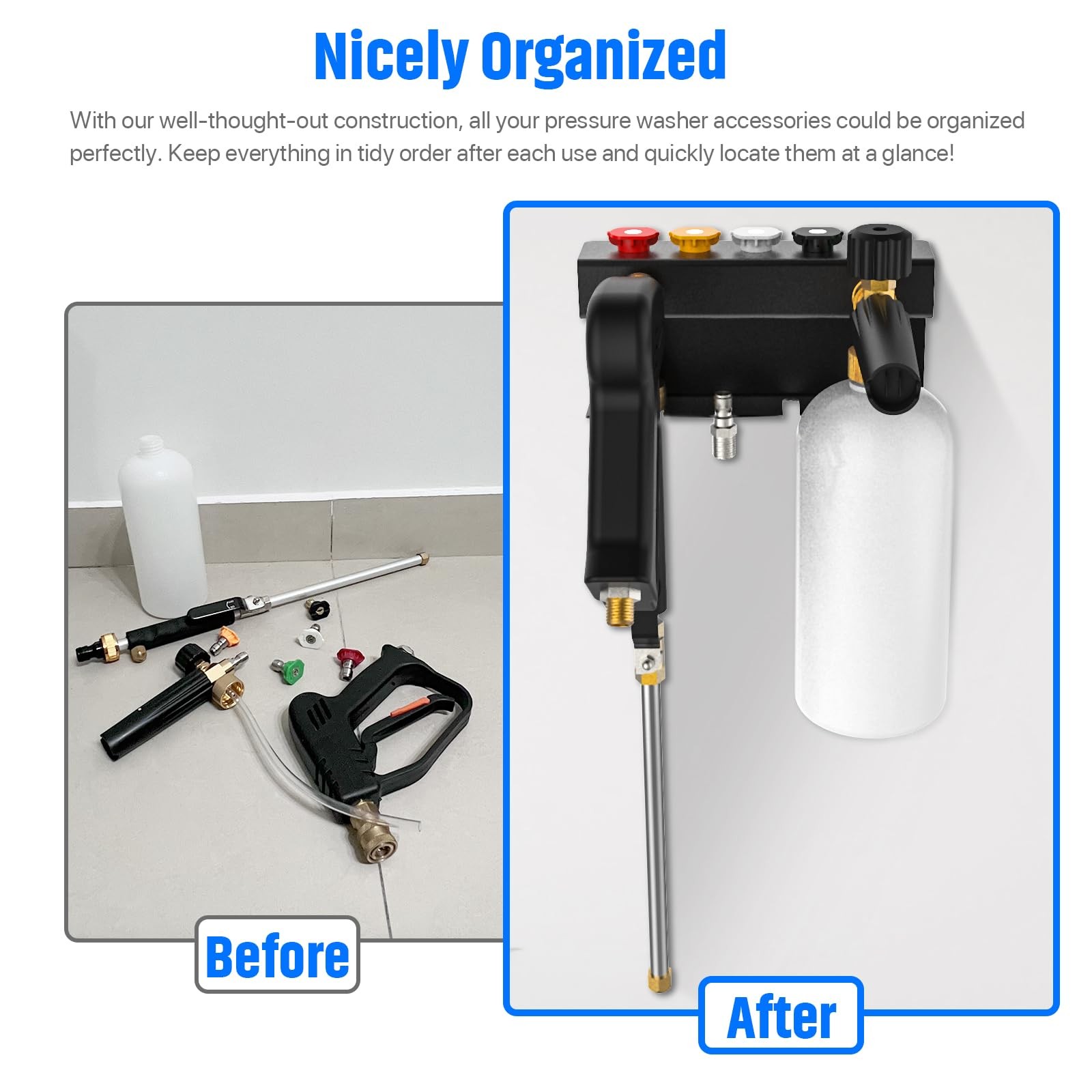 Pressure Washer Gun Holder, Power Washer&Snow Foam Cannon Quick Disconnect To…