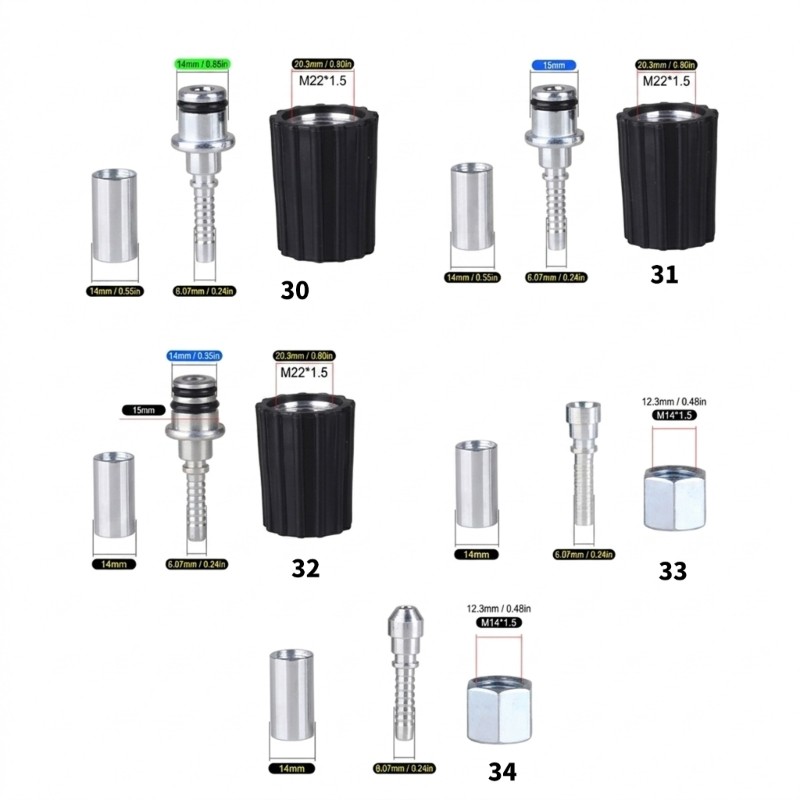 Universal High Pressure Washer Hose Coupler Set Plastic Metal M22 M14 Compatible