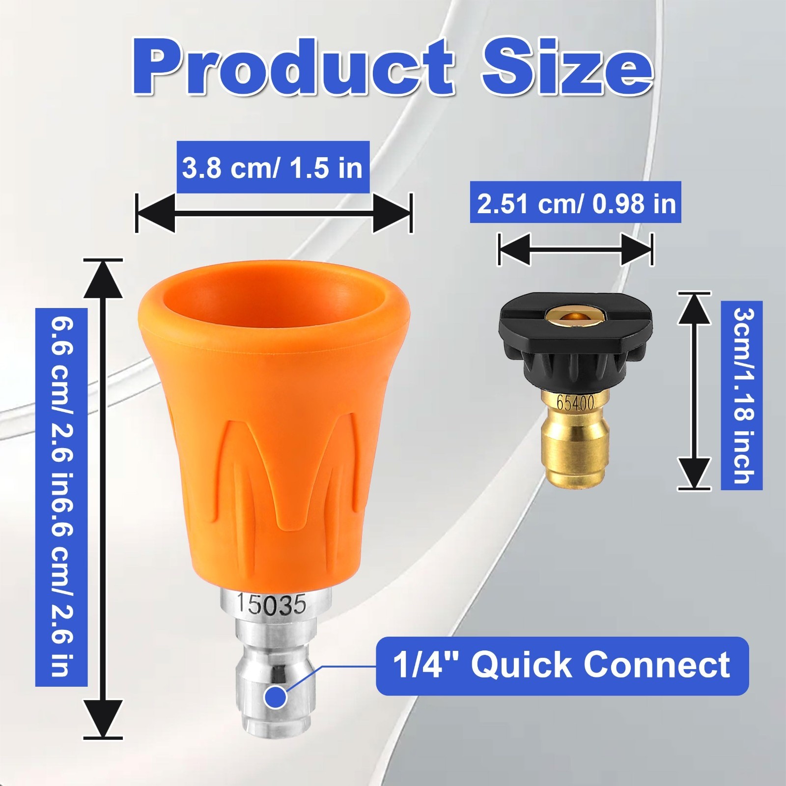 High Power Pressure Washer Nozzle Set, 5Pcs Stainless Steel Tips & Rubber Cover,