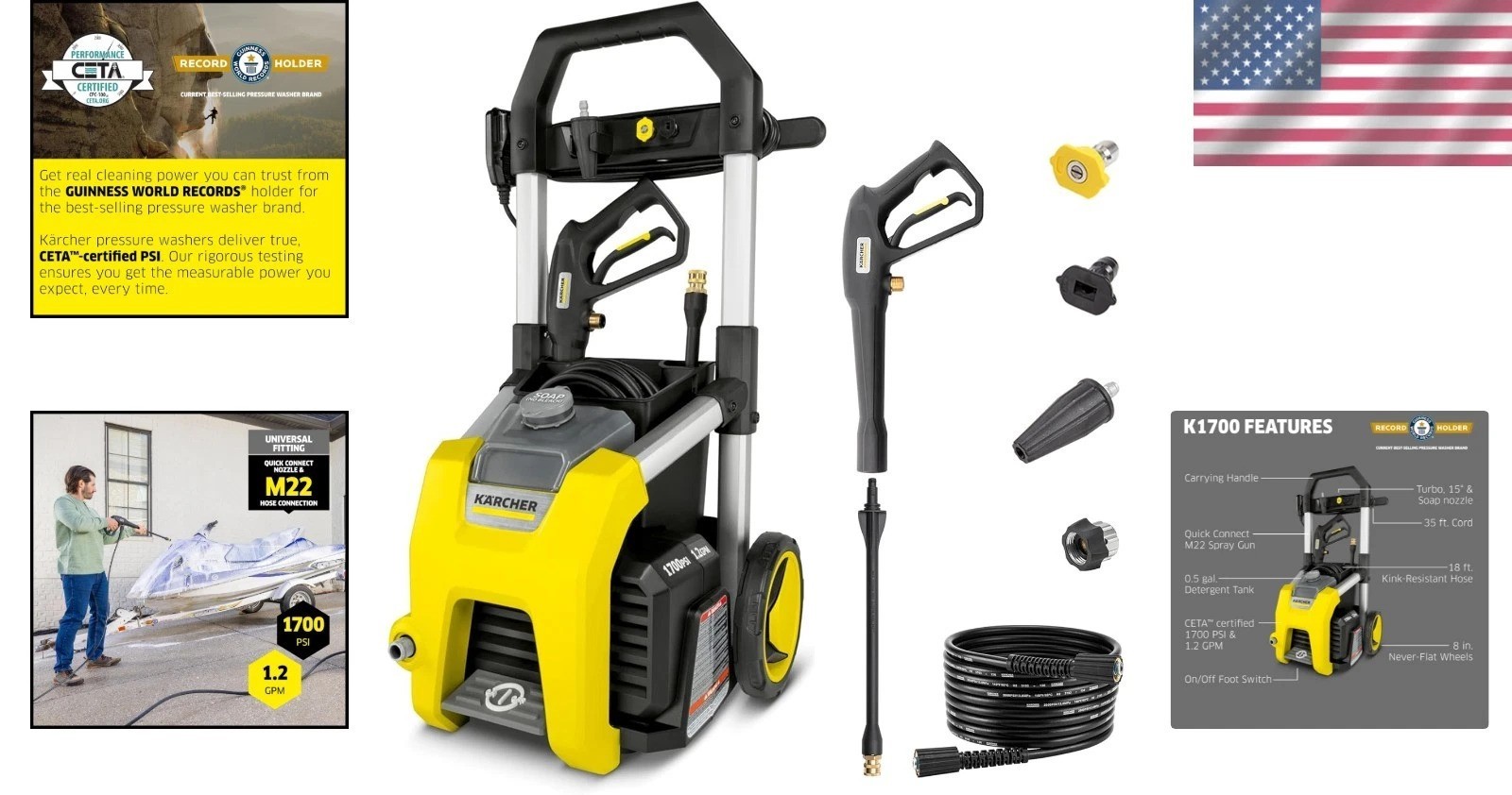 High-Performance Kärcher K1700 Electric Washer: Clean Cars & Patios Effortlessly