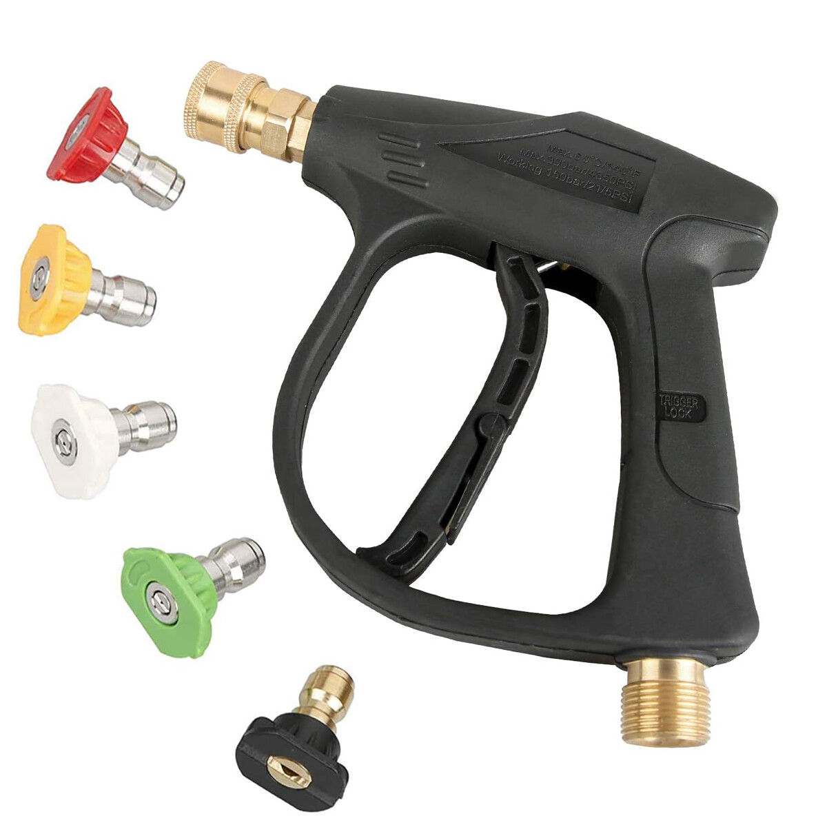 1/4″ High Pressure Washer Gun 4000 PSI Car Wash Foam Spray Short Wand w/5 Nozzle
