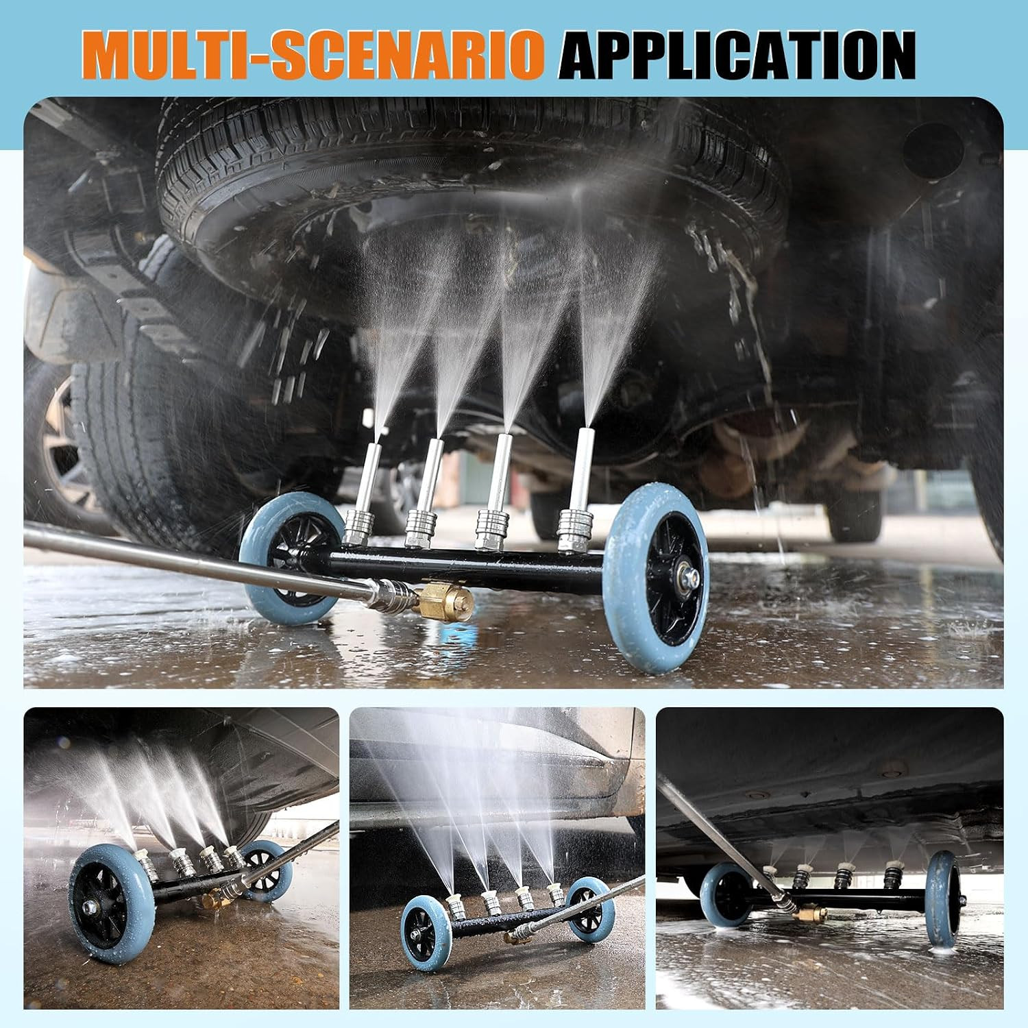 3-In-1 under Carriage Pressure Washer, 16 Inch Pressure Washer Water Broom | Pre