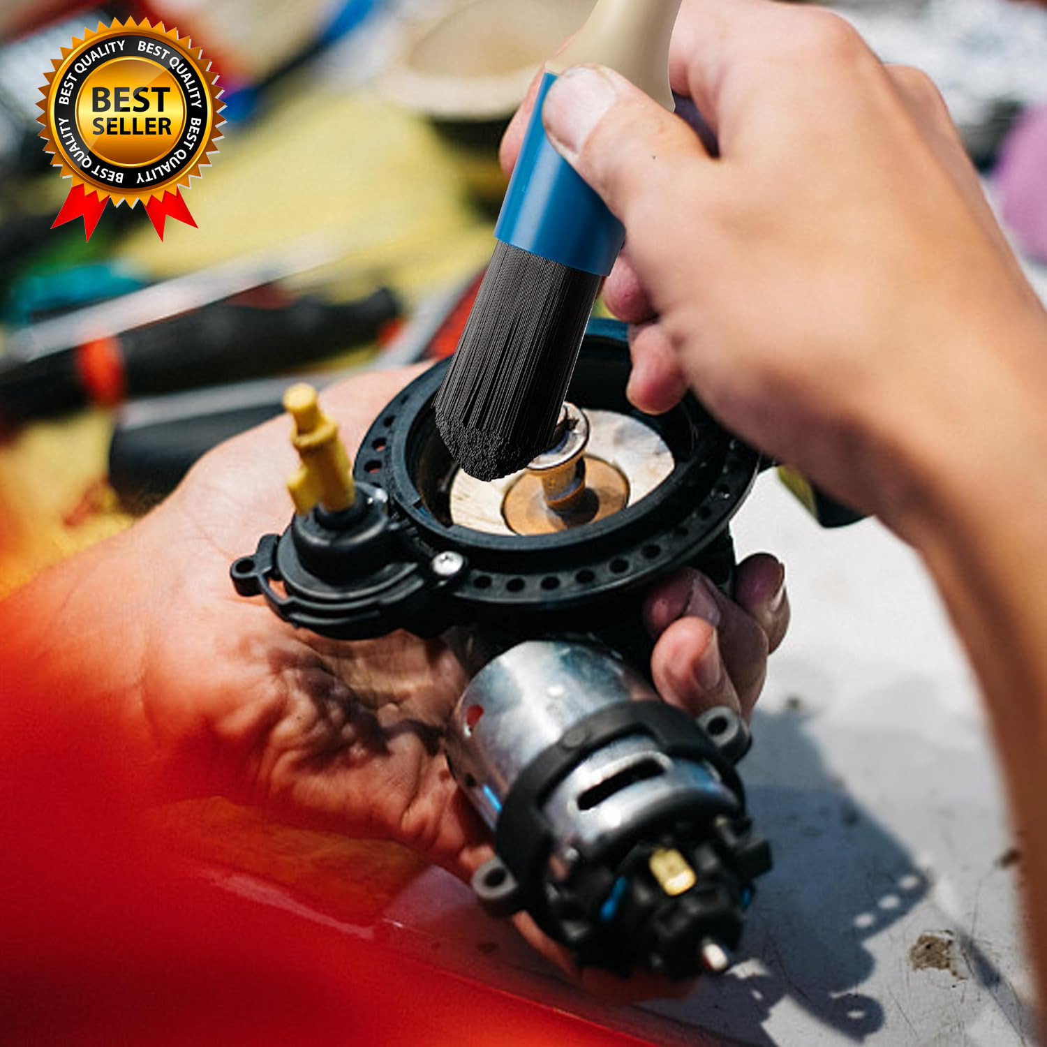 Parts Washer Brush with Hose- Wear Resistant Parts Cleaning Brush
