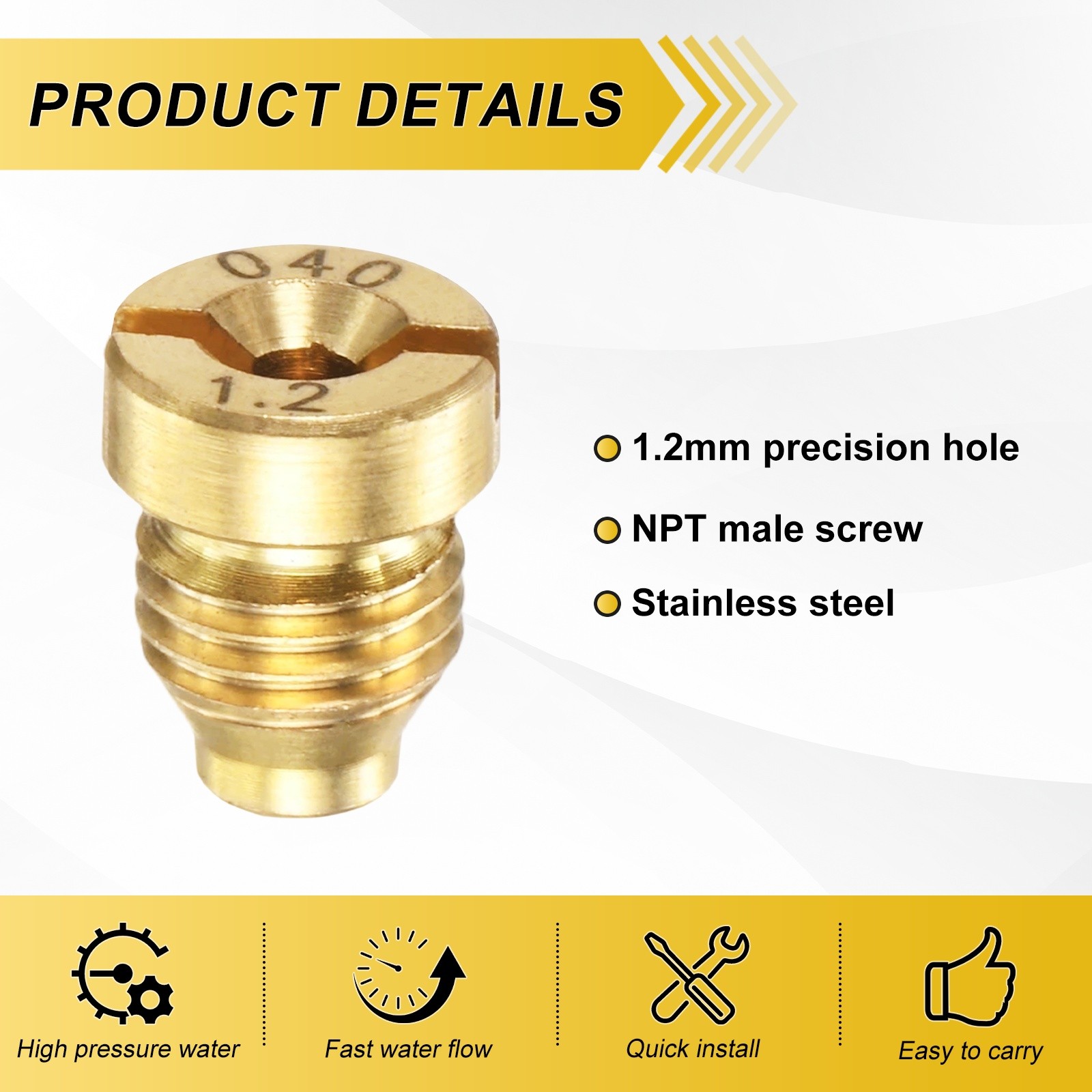 1-Set Copper 1.2mm Orifice Foam Cannon Nozzle and 3 Layer Foam Maker Meshes