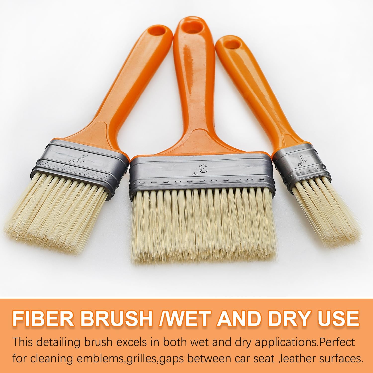 3 Pack Microfiber Duster Brush, Soft 1 inch, 2 inches, 3 Orange