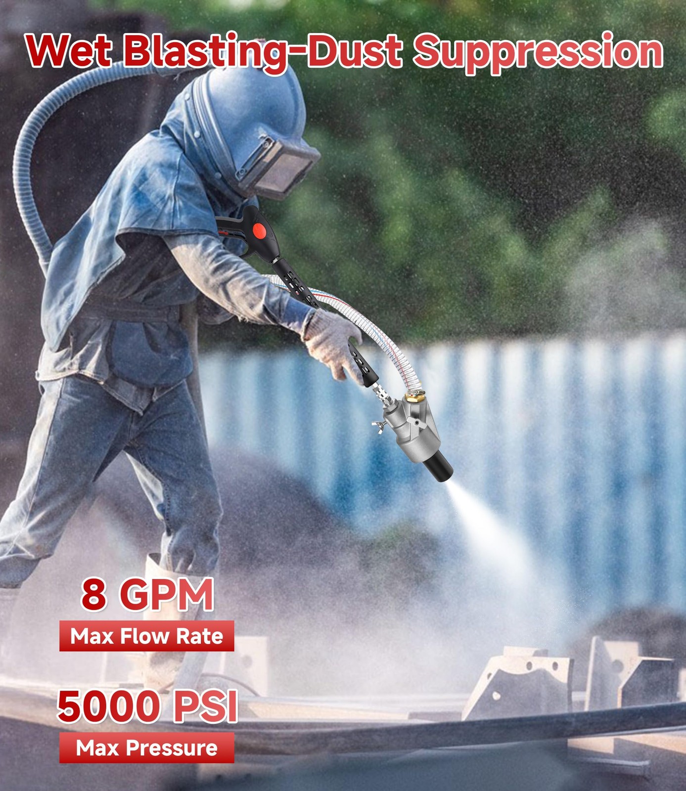 M MINGLE Pressure Washer Sandblasting Kit, 5000 PSI Wet Sand Blaster for Pres…