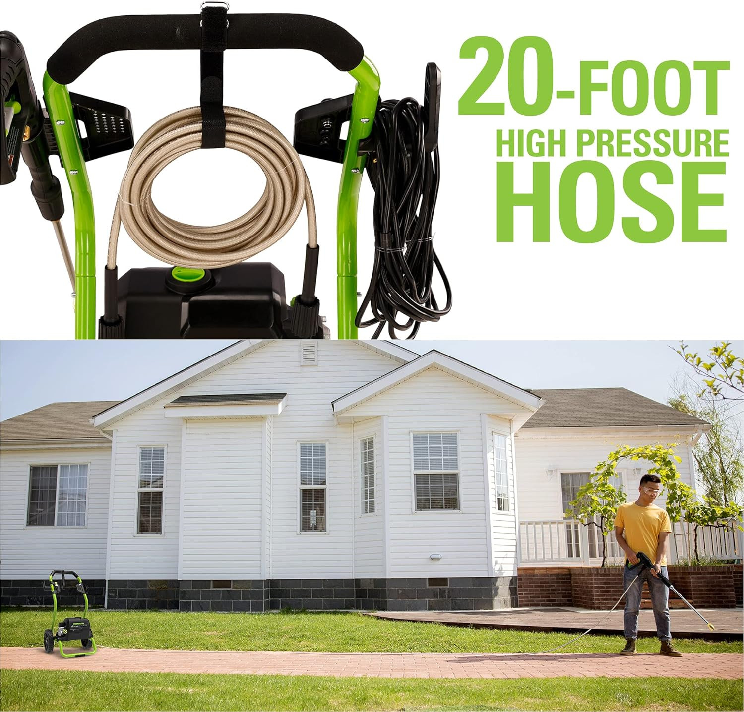 Greenworks 2000 PSI (1.1 GPM Max) Electric Power Washer (25°, 40°, Soap Nozzle)