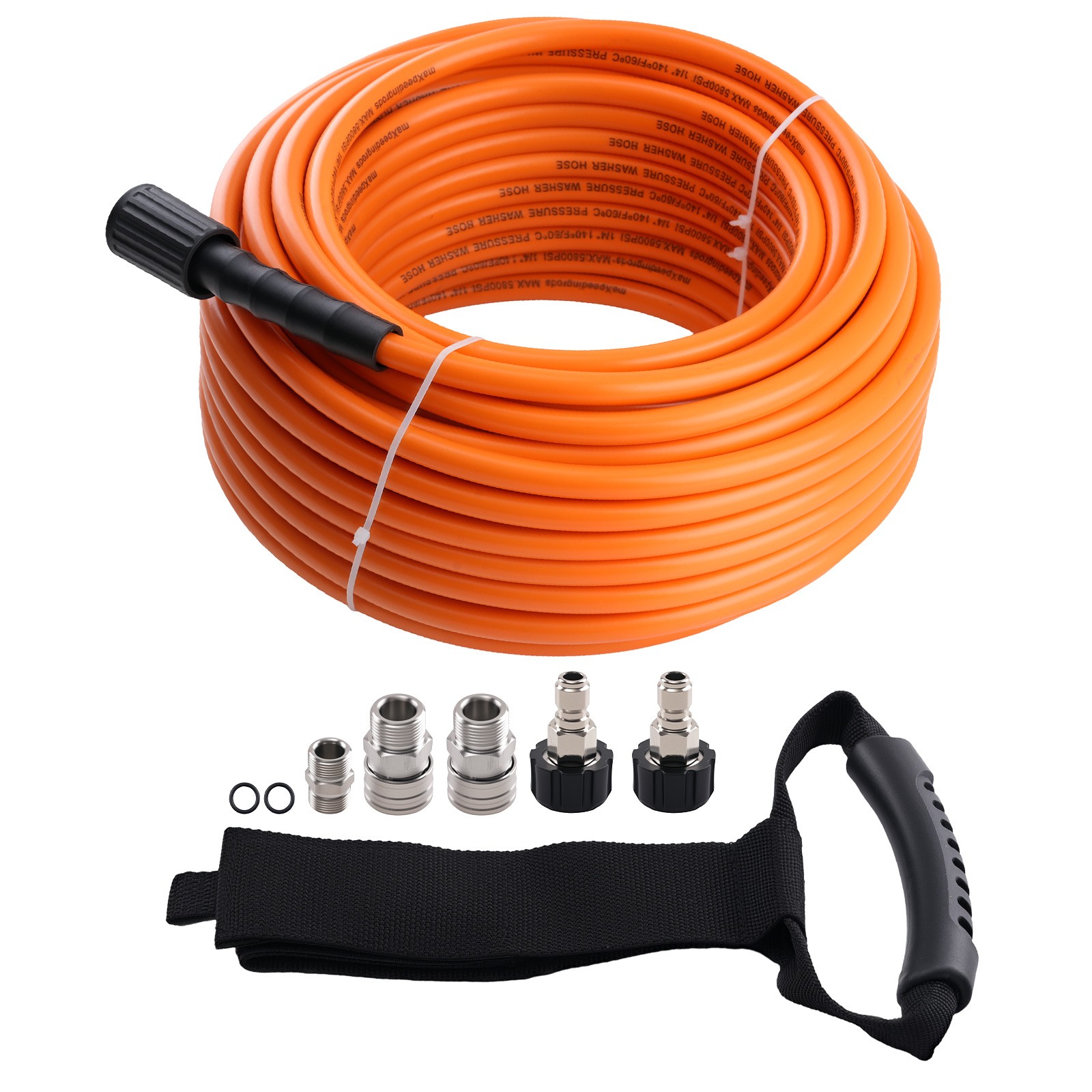 100FT High Pressure Washer Hose 5800PSI M22-14mm to 3/8″ Coupler Handheld Strap