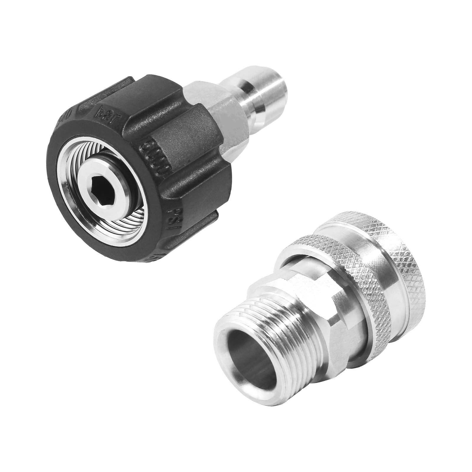 4 PCS Pressure Washer Quick Connect Kit M22 To 3/8 Inch 5000 PSI Stainless