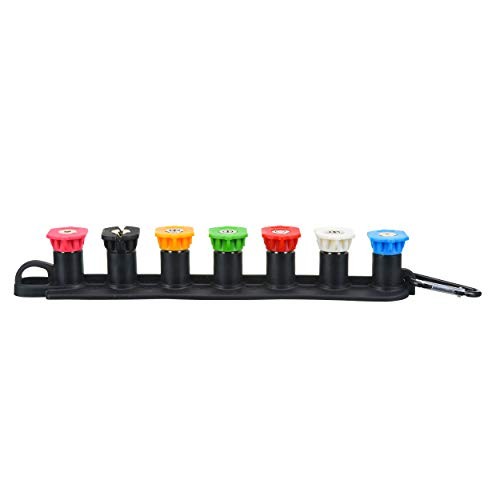 Set of 7 Pressure Washer Tips with Nozzle Holder—Quick 1/4″ Quick