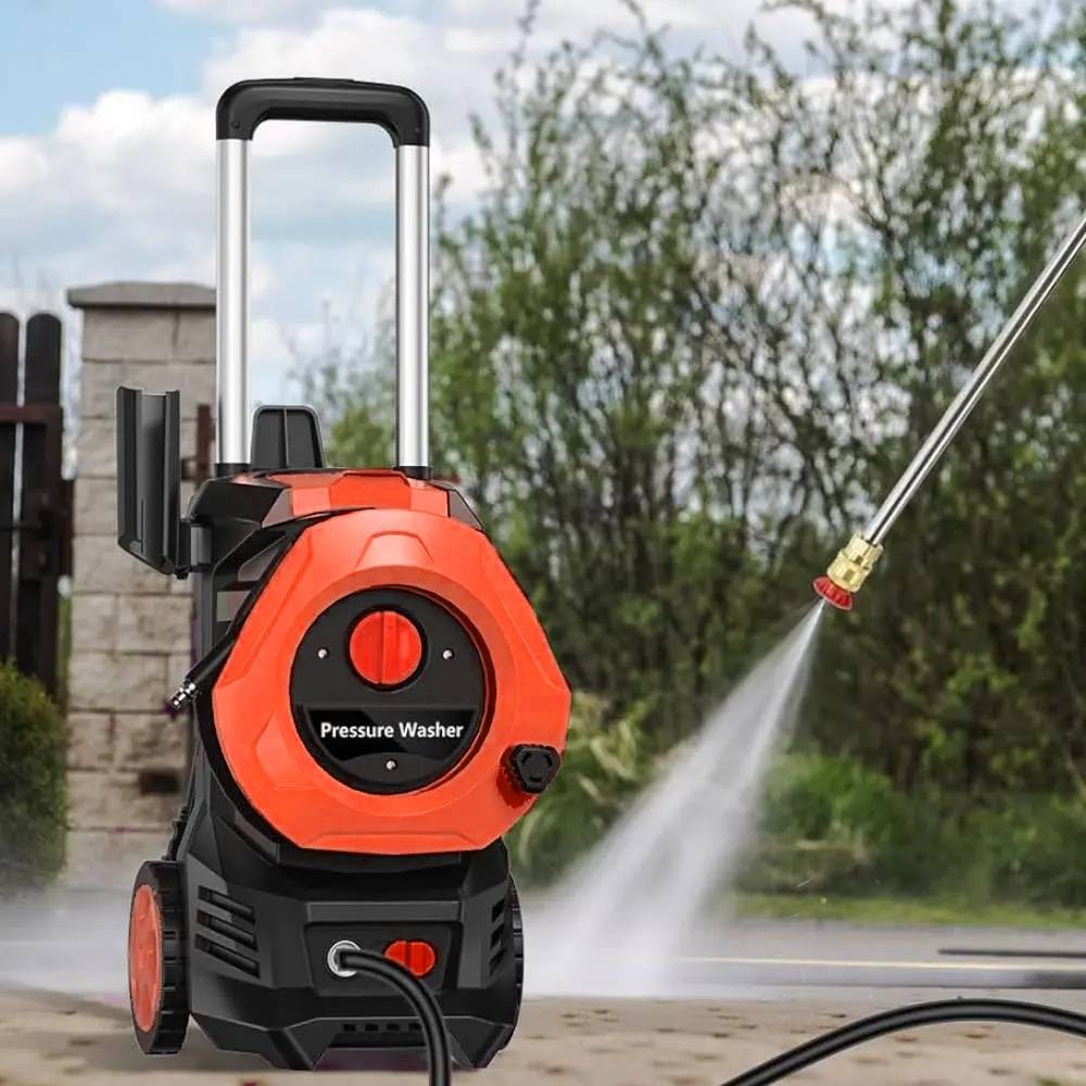 Electric Pressure Washer 3800PSI Max with Nozzles and Telescopic Handle Orange