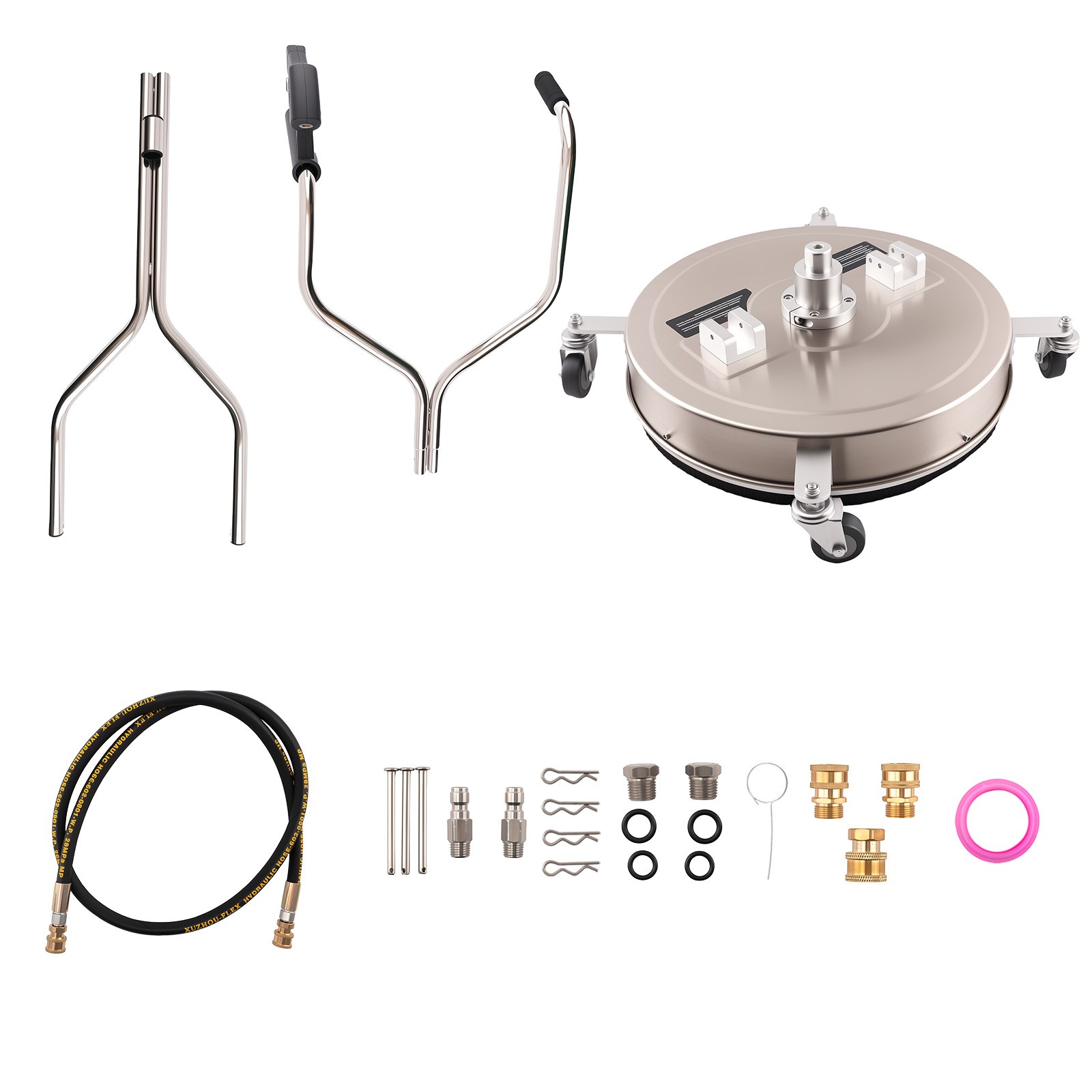 20 Inch Pressure Washer Surface Cleaner 4500PSI w/ 2 Adapters Stainless Handles