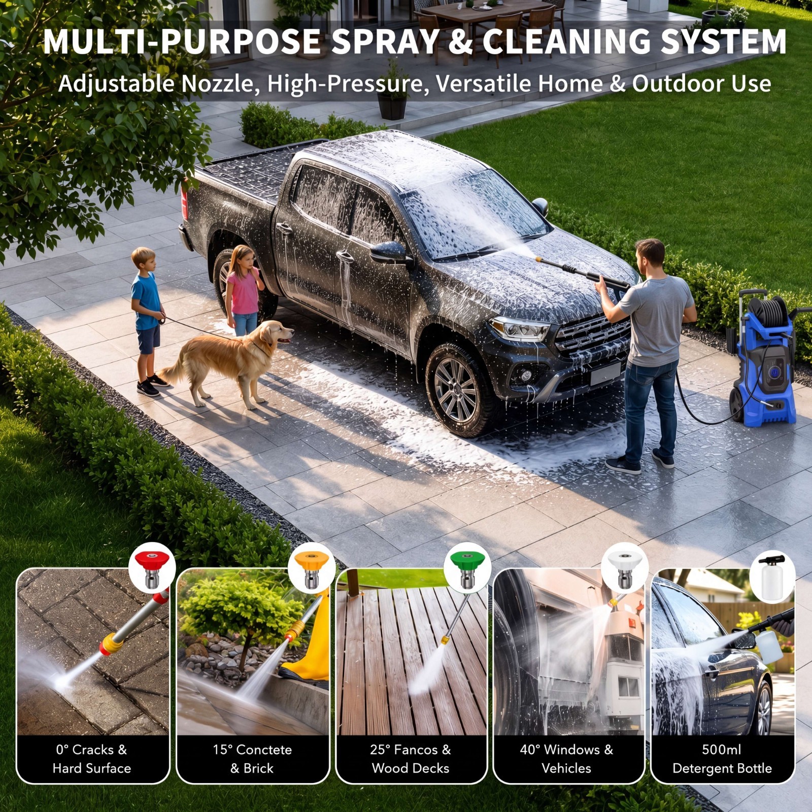 Electric Pressure Washer 5000PSI 2.65GPM, 15 Level Adjustable Touch Screen
