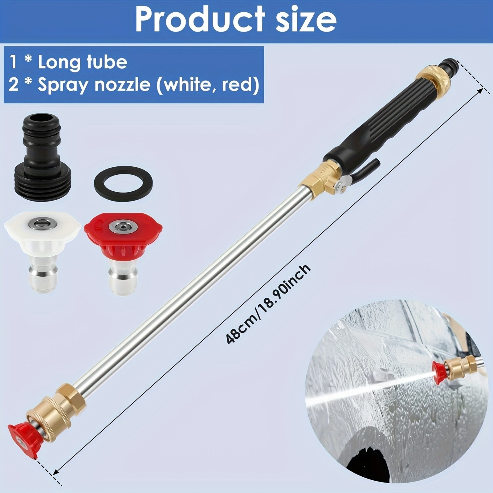 High Pressure Washer Gun – Dual Nozzles, Garden Hose Compatible for Car & Patio