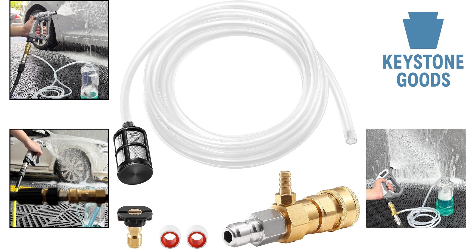 Heavy-Duty Brass & Stainless Steel Pressure Washer Chemical Injector Kit for …