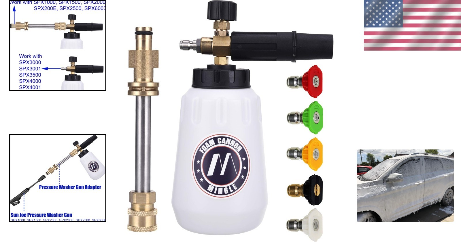 High Pressure Foam Cannon 5.3 GPM Flow Rate Ideal for Car and Motorcycle Washing