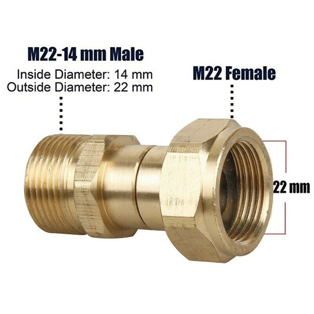 Metric M22 14mm Male / M22 Female Swivel ,Swivel Joint Hose Fitting Thread Brass