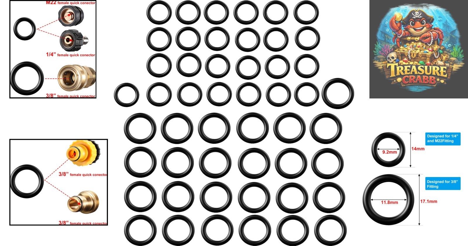 Water-Saving 50-Piece Pressure Washer O-Ring Replacement Set – Easy Install
