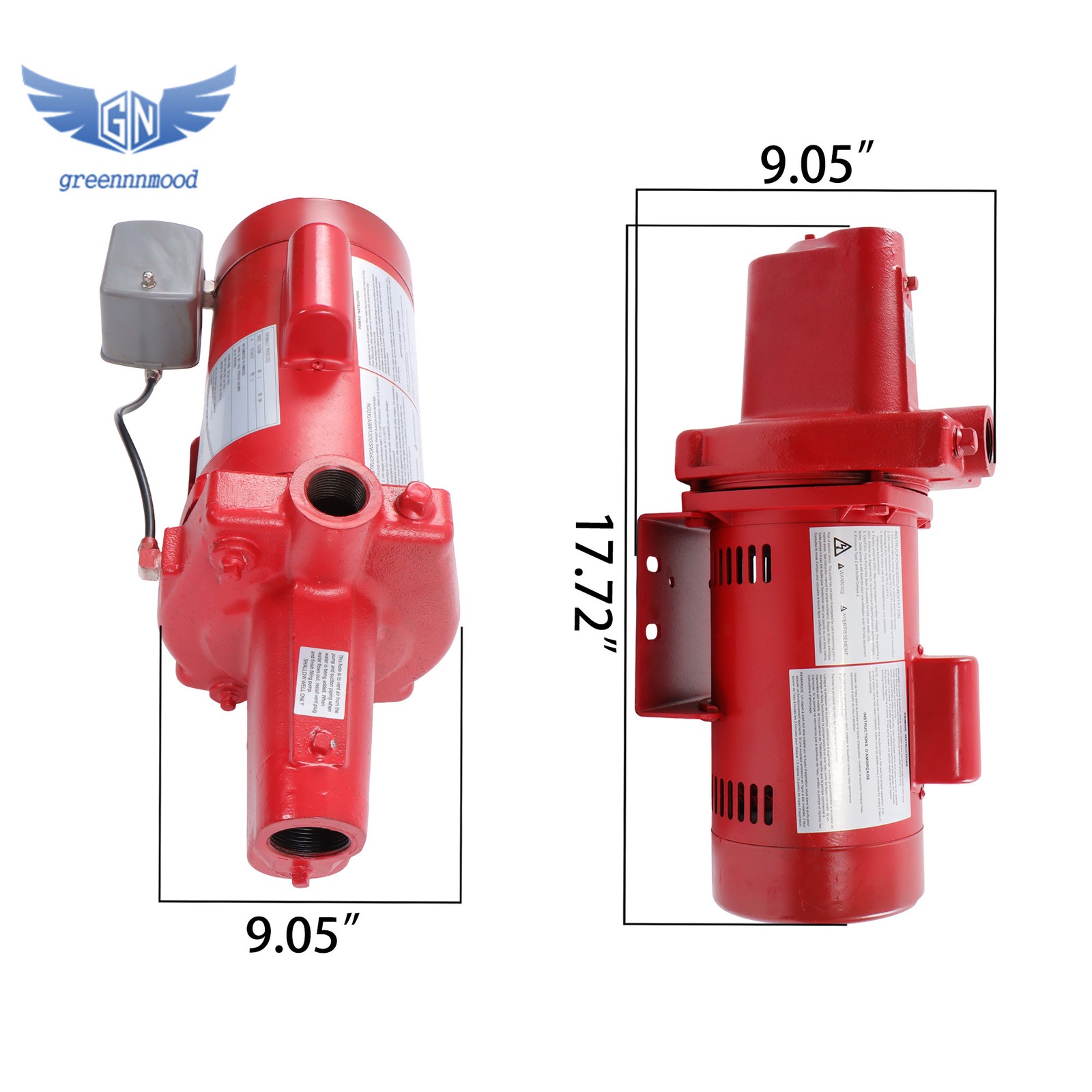 1 HP 23 GPM Dual Voltage 115/230 Volt Cast Iron Shallow Well Jet Pump Red 602208