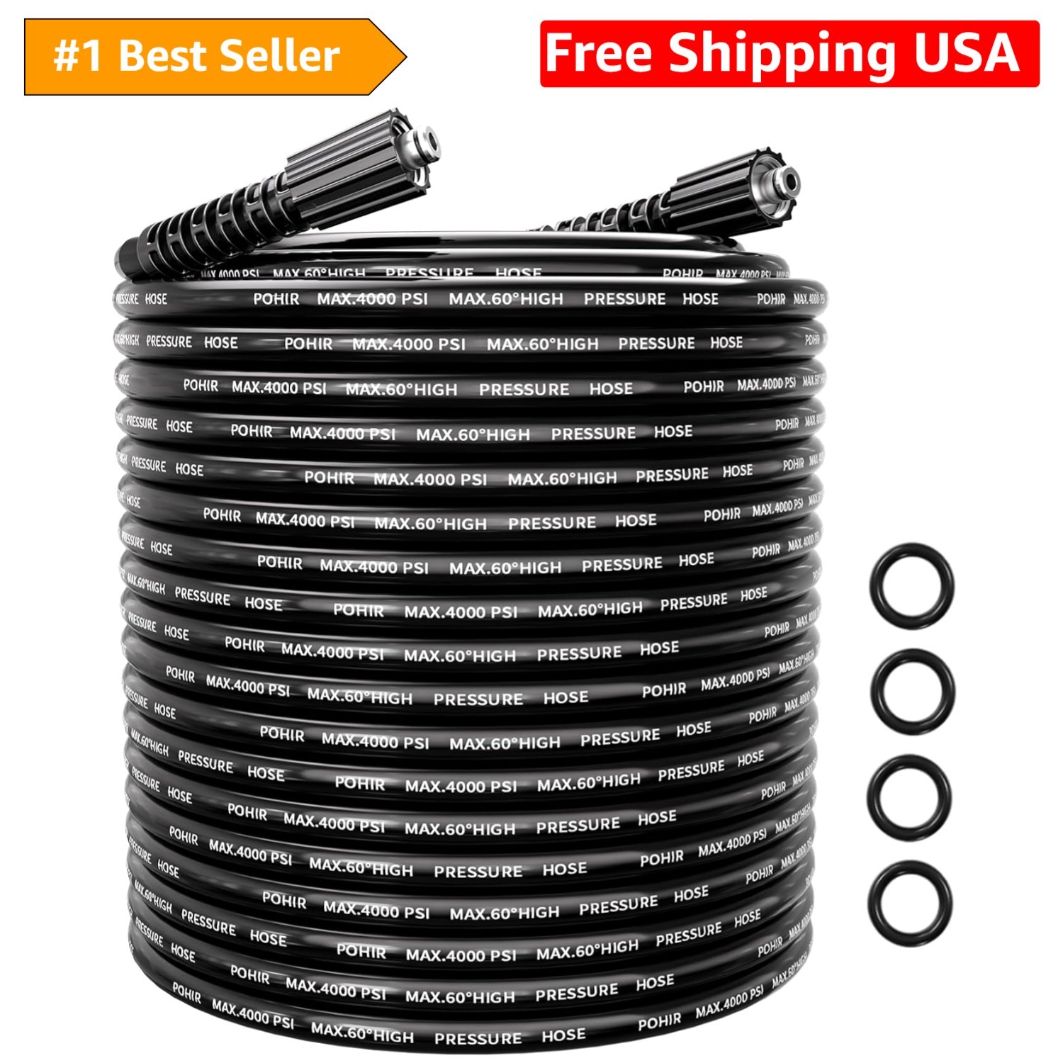 Pressure Washer Hose 100FT, Kink Resistant Power Washer Replacement Hose 1/4 …