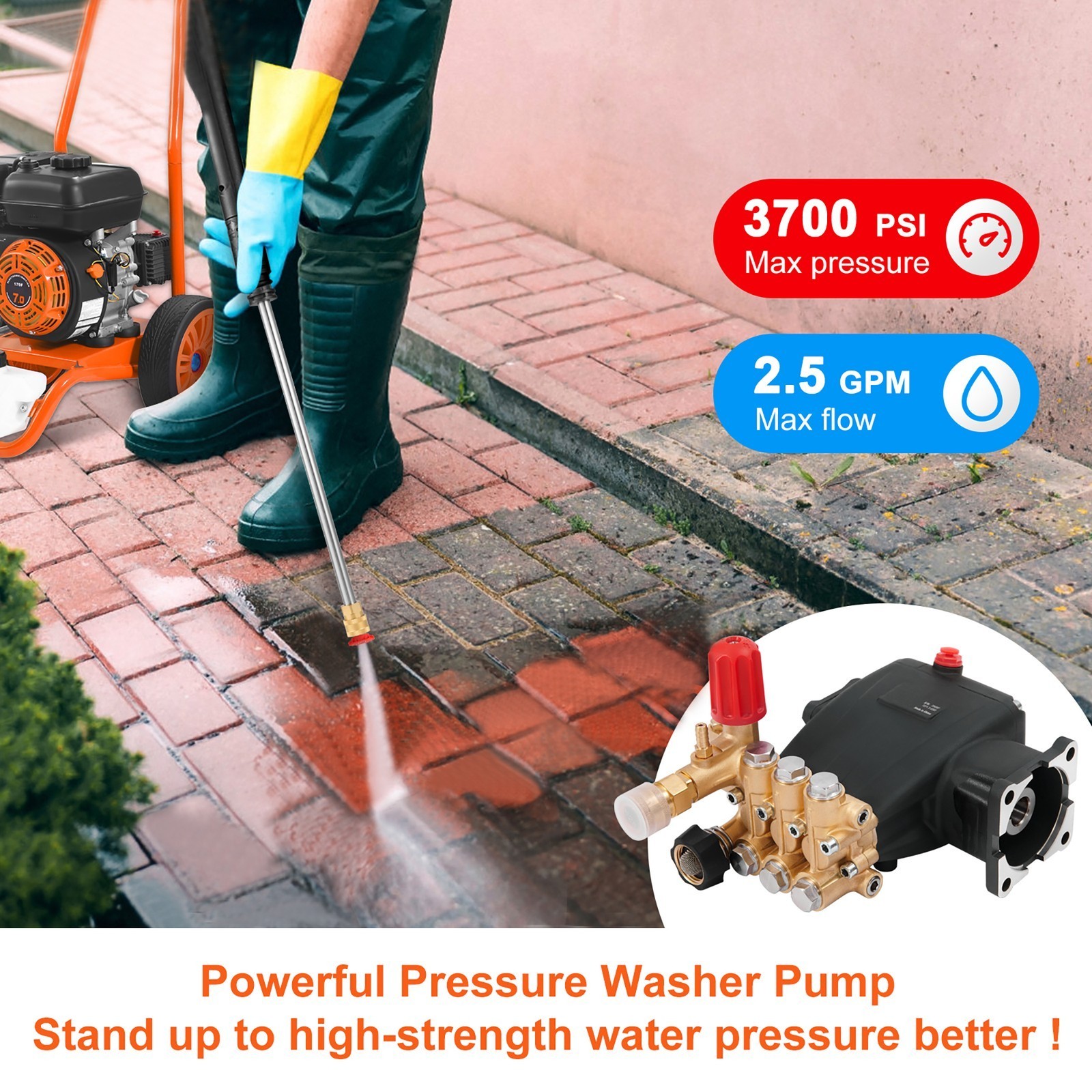 Pressure Washer Pump Power Washer Pump 3/4″ Horizontal 3700 PSI 2.5 GPM ~ H