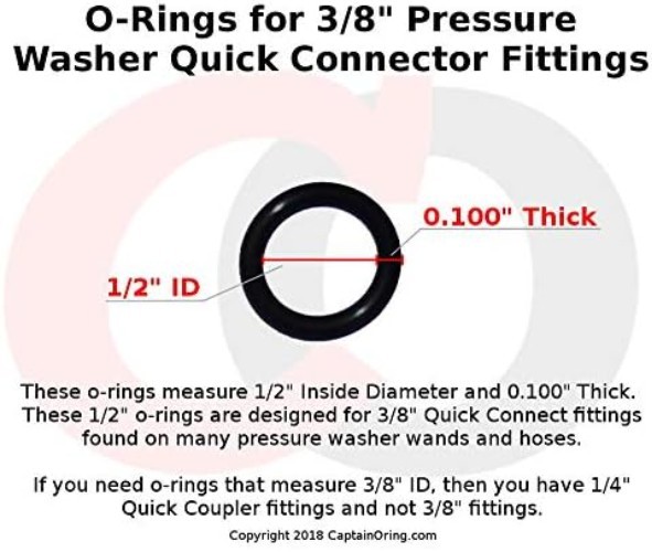Power Pressure Washer O-Rings for 3/8″ Quick Coupler, High Temperature Viton …