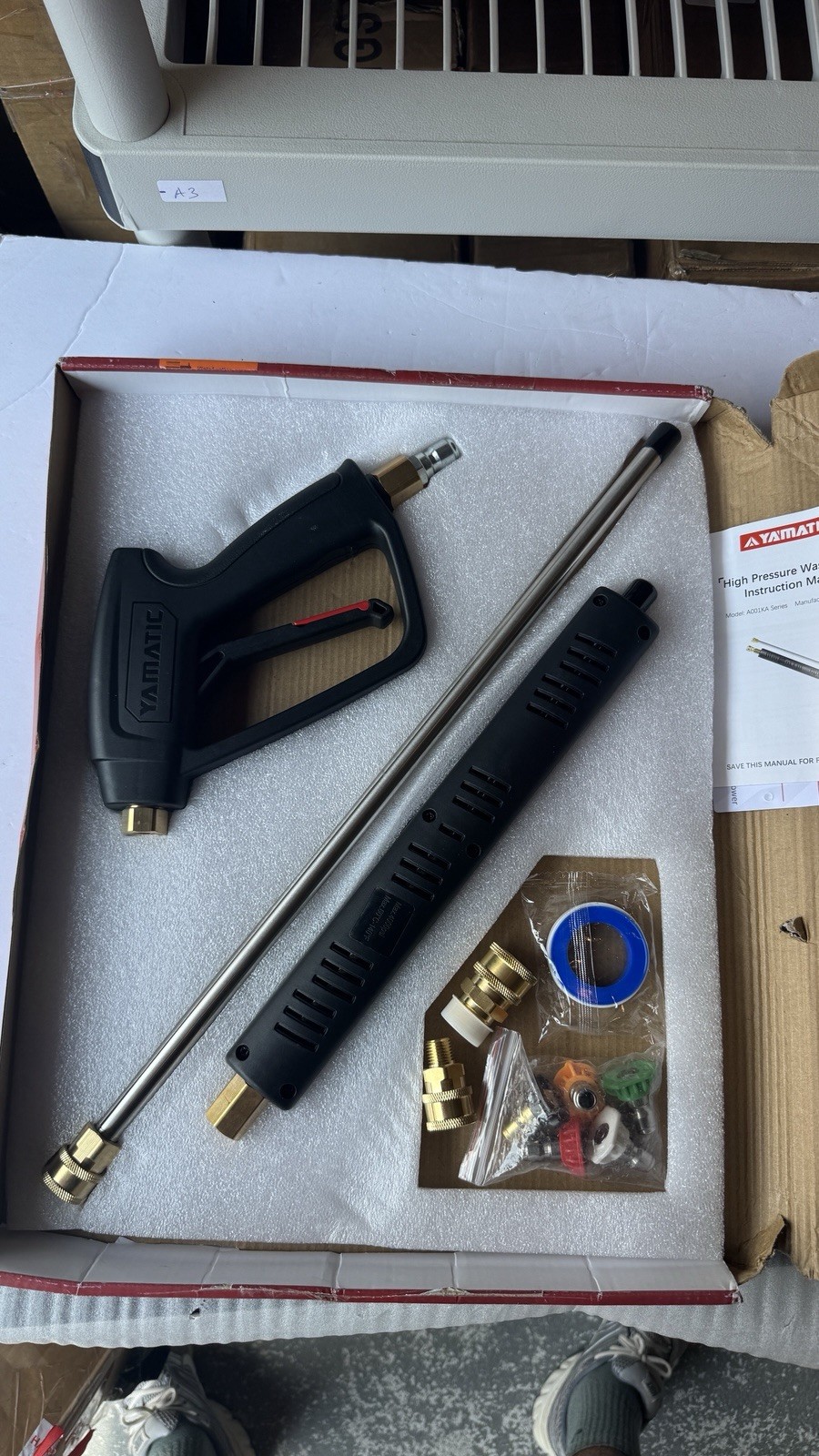 YAMATIC Pressure Washer Gun Wand with Swivel 3/8″ Plug & M22 Coupler, Stainless