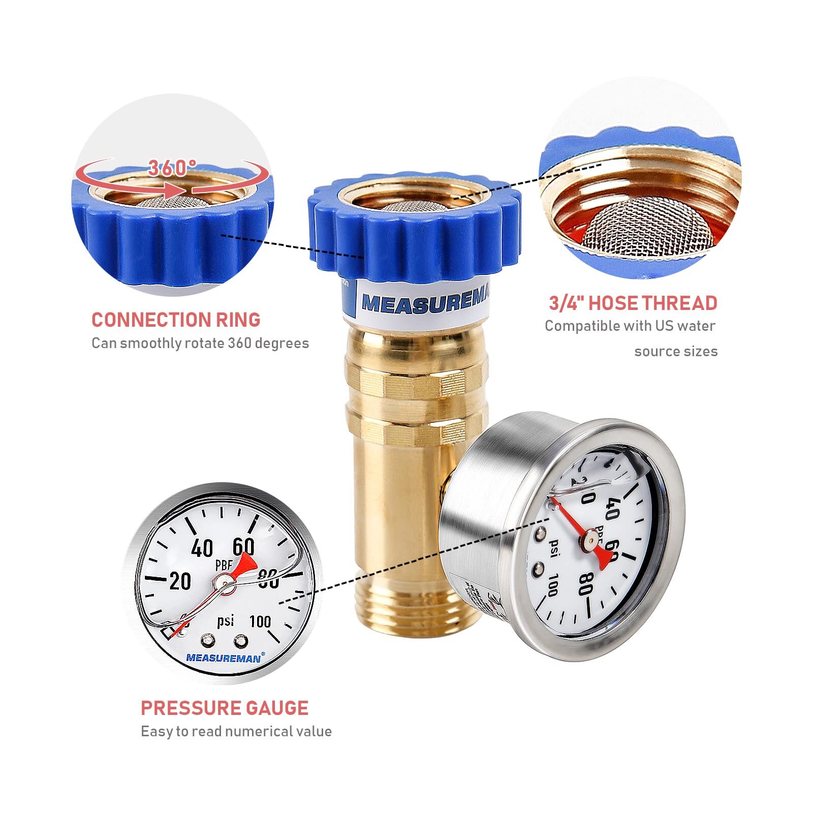 Lead-Free Brass Water Pressure Regulator Garden Hose Pressure Regulator Press…