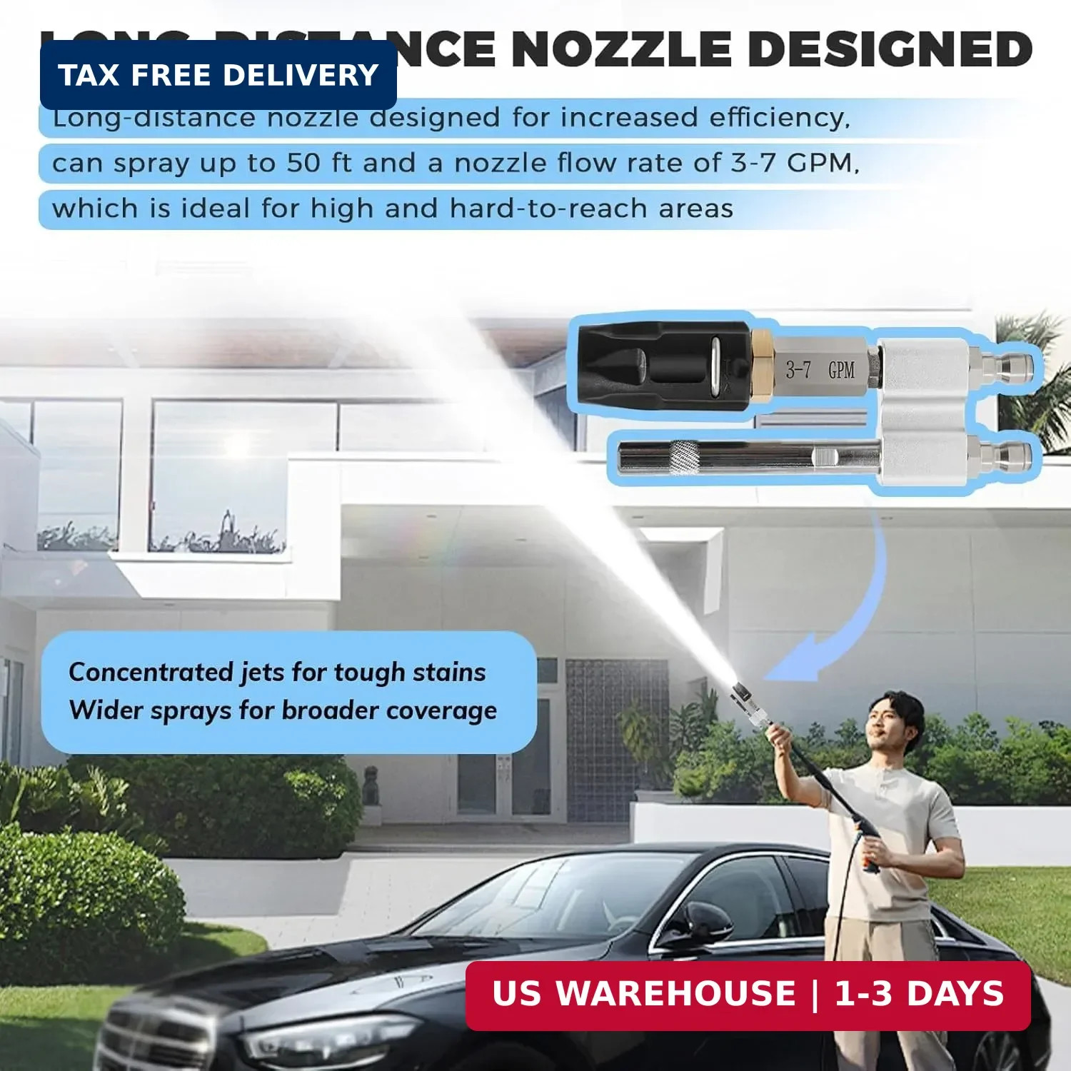 Shooter Tip M5 Twist Nozzle for Pressure Washer, 3-7 GPM, Adjustable Long Range