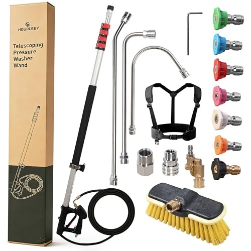 Hourleey 24FT Telescoping Pressure Washer Wand 4000 PSI 7 Nozzles