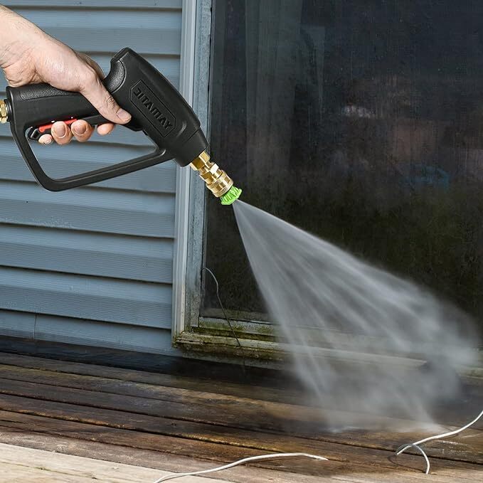 1/4″ High Pressure Washer Gun 4000 PSI Car Wash Foam Spray Short Wand w/5 Nozzle
