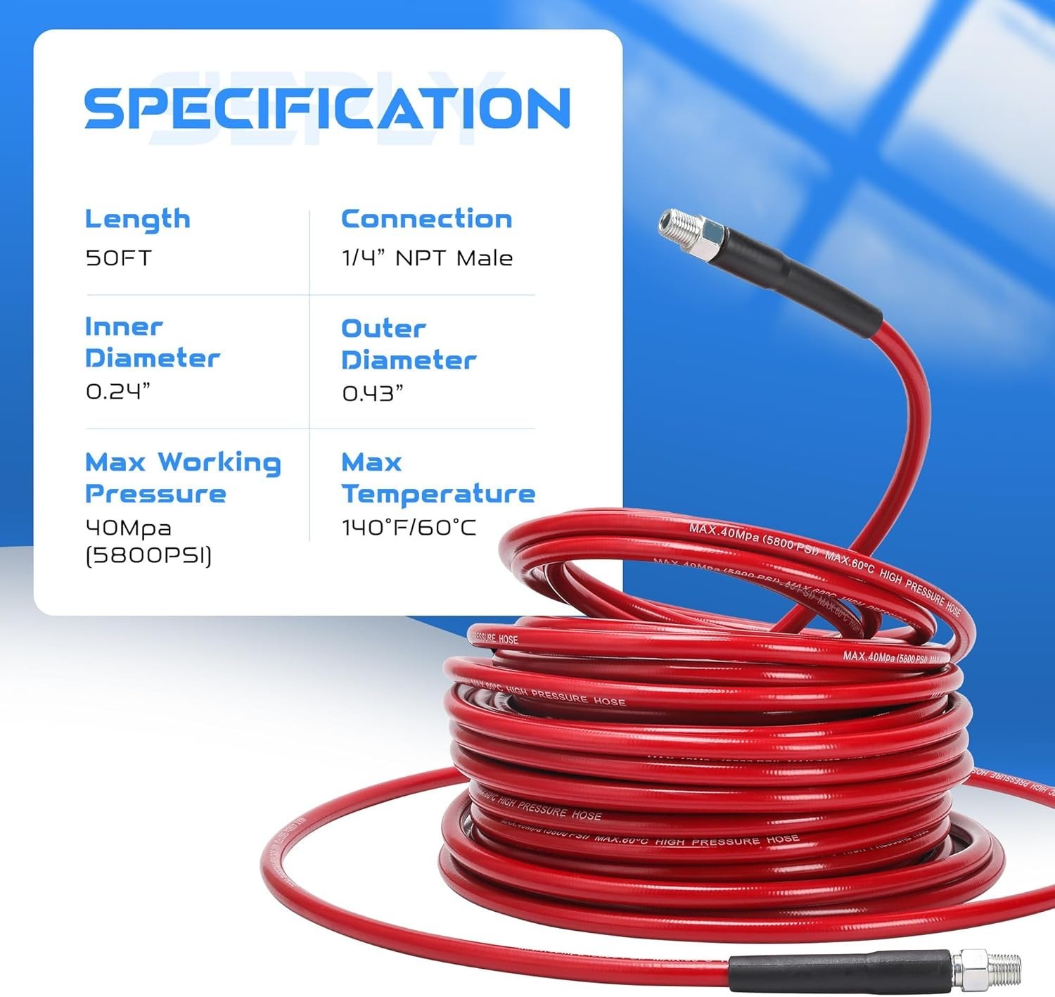 Sewer Jetter Kit for Pressure Washer 50 FT, Drain Cleaner Hose with Power Washer
